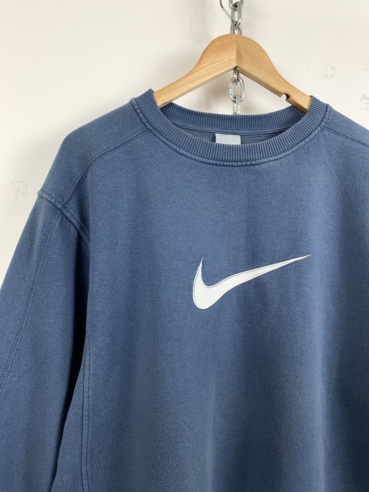 Nike 00s Vintage Nike Center Swoosh Blue Sweatshirt Size US L / EU 52-54 / 3 - 5 Thumbnail