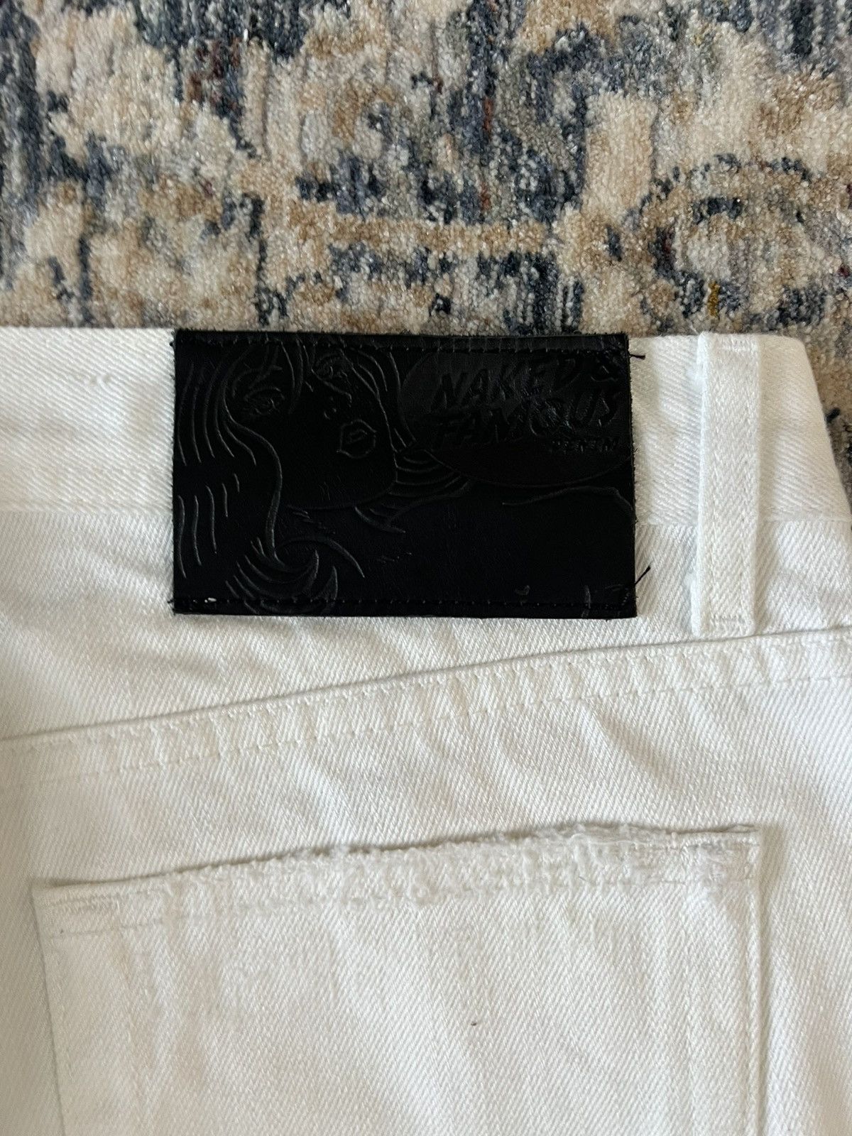Designer × Naked & Famous Naked & Famous Custom Distressed White Denim Pants Sz 34 Size US 34 / EU 50 - 5 Thumbnail