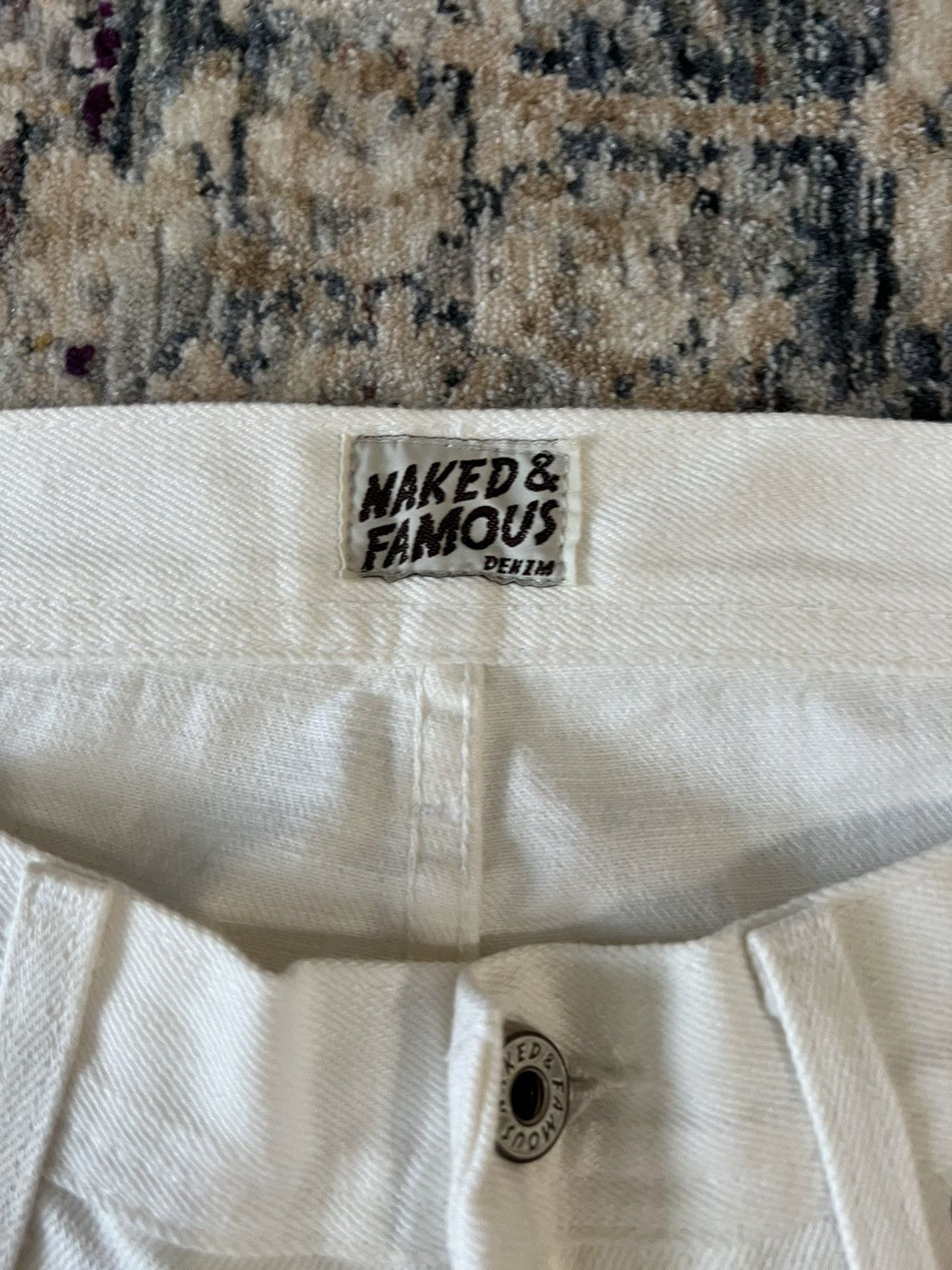 Designer × Naked & Famous Naked & Famous Custom Distressed White Denim Pants Sz 34 Size US 34 / EU 50 - 2 Thumbnail