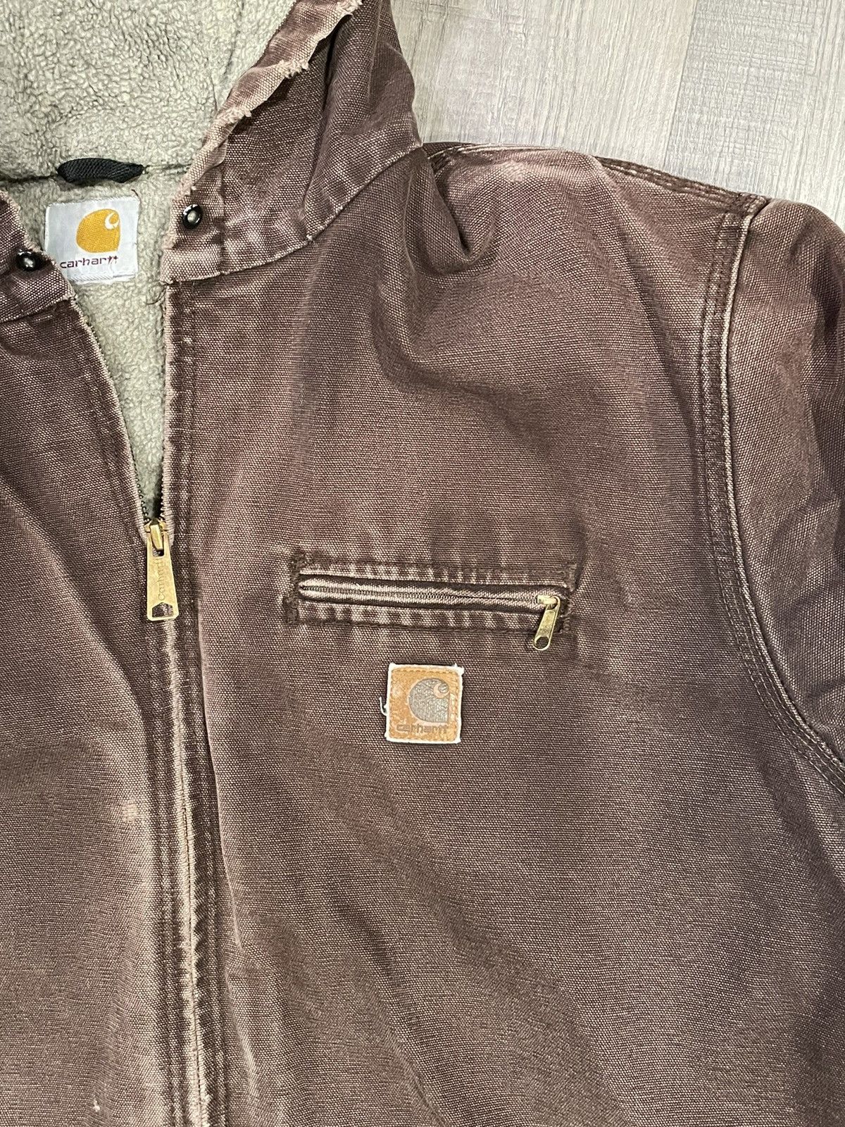 Carhartt 90’s Sherpa Lined Hoodie Jacket Brown Vintage Carhartt Size US XL / EU 56 / 4 - 5 Thumbnail