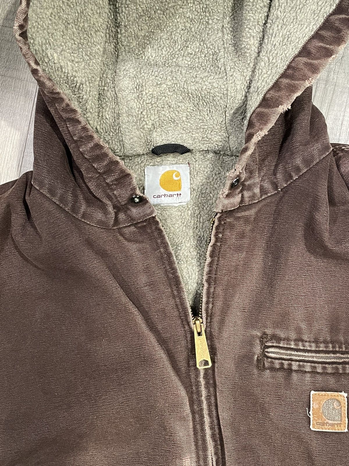 Carhartt 90’s Sherpa Lined Hoodie Jacket Brown Vintage Carhartt Size US XL / EU 56 / 4 - 4 Thumbnail