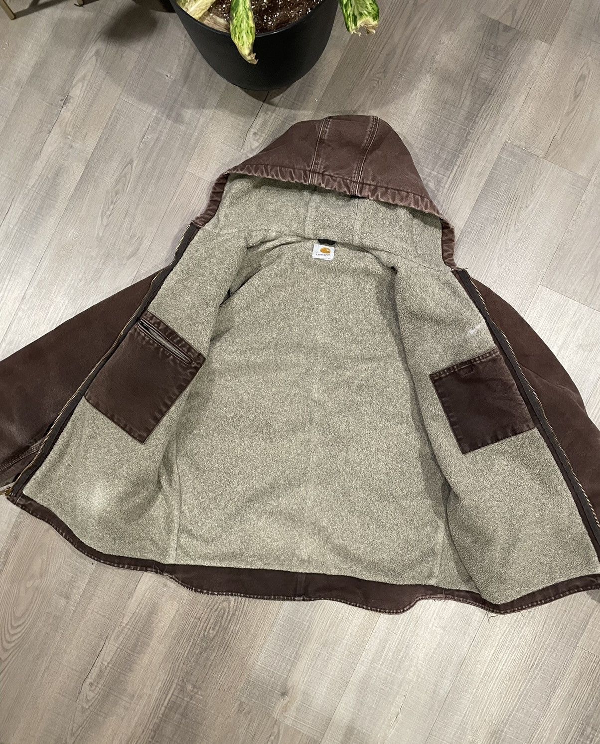 Carhartt 90’s Sherpa Lined Hoodie Jacket Brown Vintage Carhartt Size US XL / EU 56 / 4 - 8 Thumbnail
