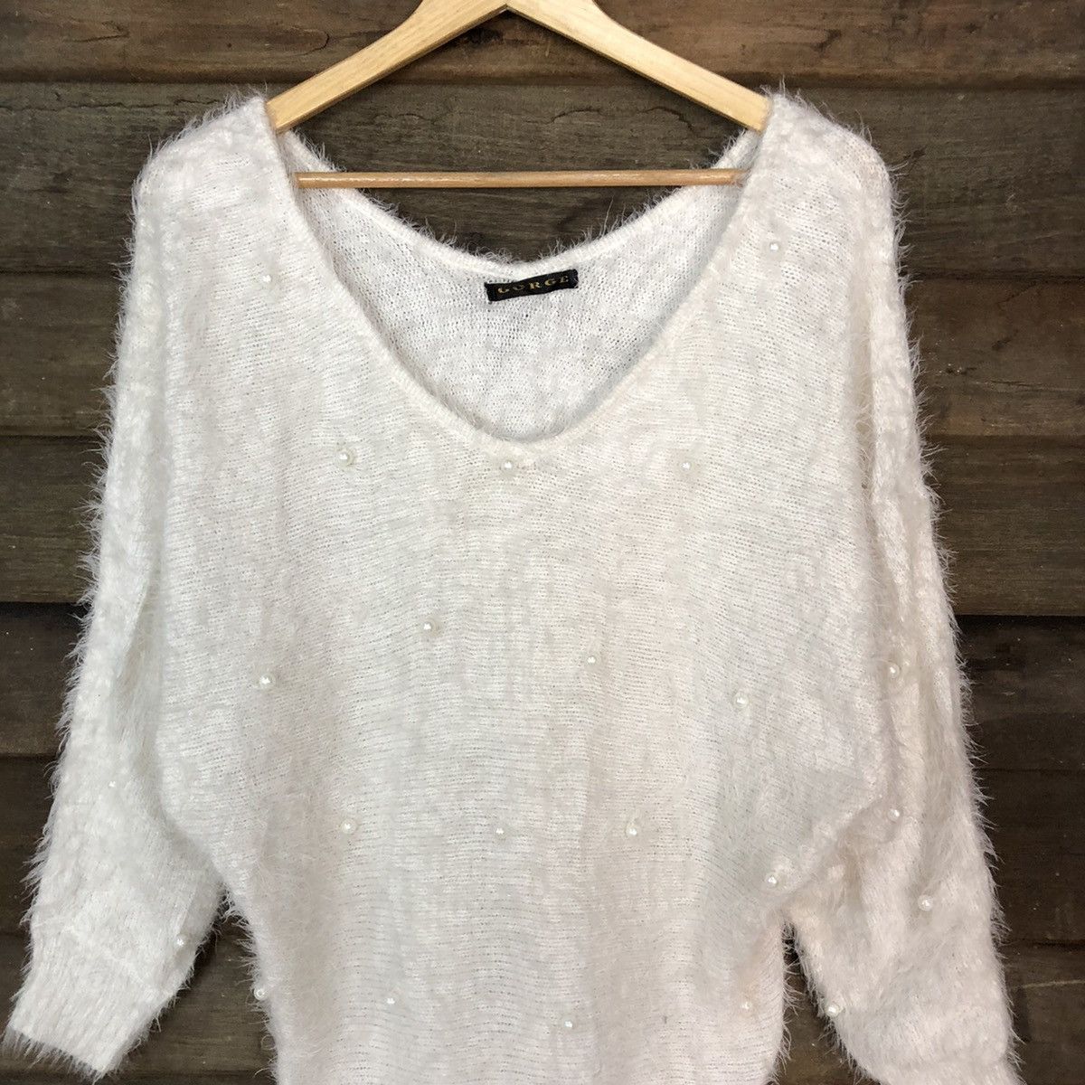 Japanese Brand × Other Gorce White Shag Shaggy Fur Mohair Knitwear #6983 Size US M / EU 48-50 / 2 - 2 Thumbnail
