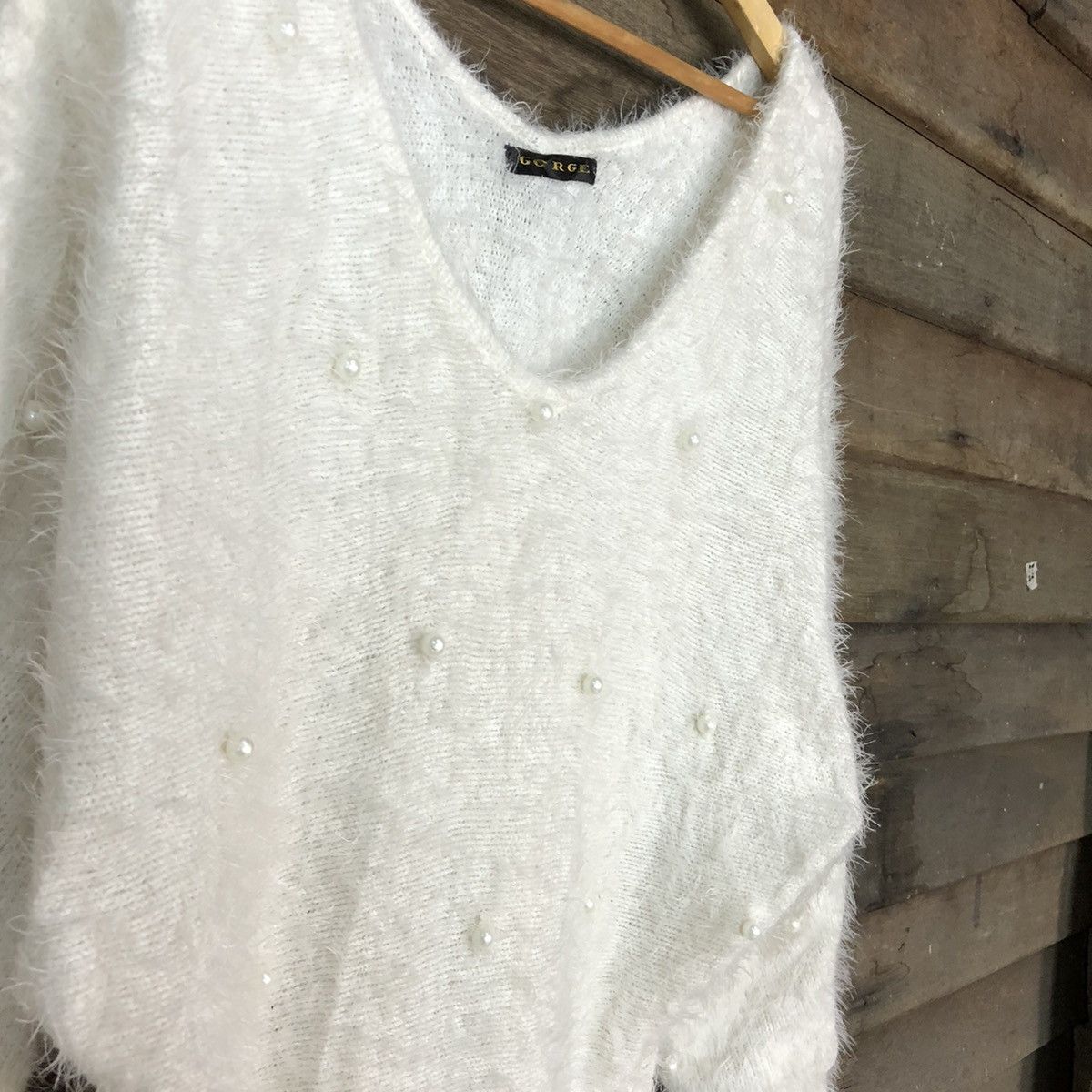 Japanese Brand × Other Gorce White Shag Shaggy Fur Mohair Knitwear #6983 Size US M / EU 48-50 / 2 - 6 Thumbnail