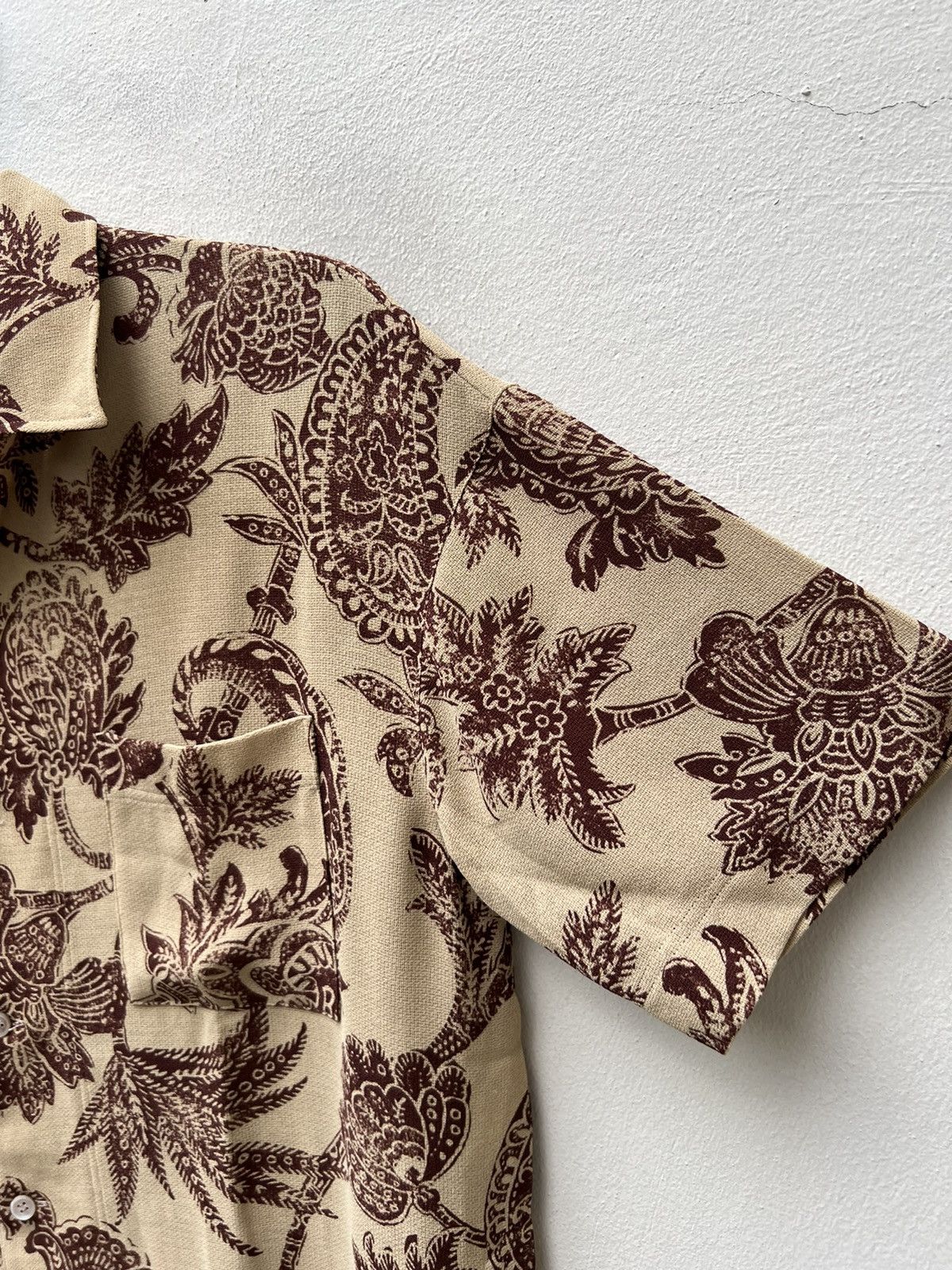 Matsuda 90s Mitsuhiro Matsuda Madame Nicole Batik Open Collar Shirt Size US L / EU 52-54 / 3 - 8 Thumbnail