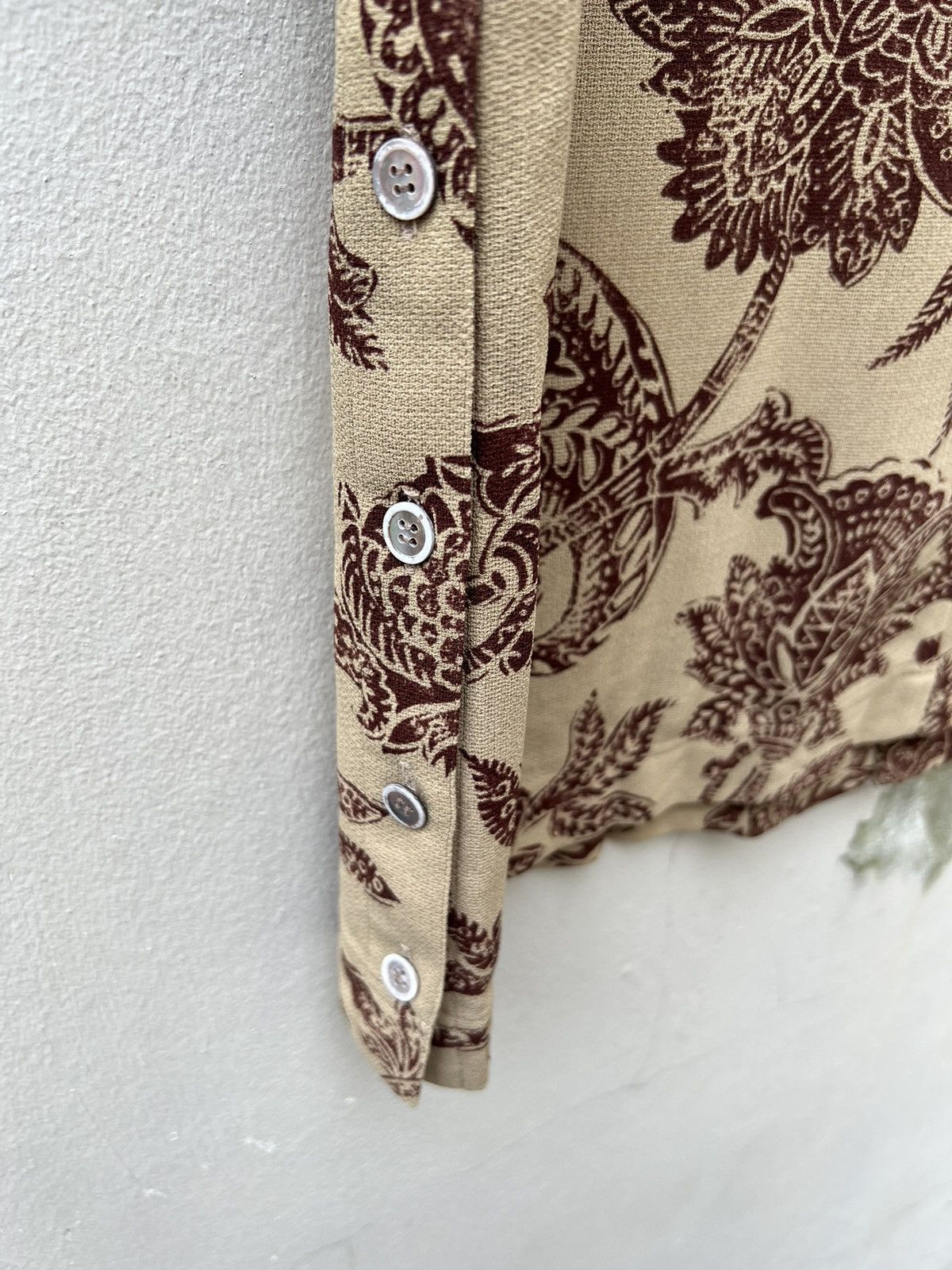 Matsuda 90s Mitsuhiro Matsuda Madame Nicole Batik Open Collar Shirt Size US L / EU 52-54 / 3 - 15 Thumbnail