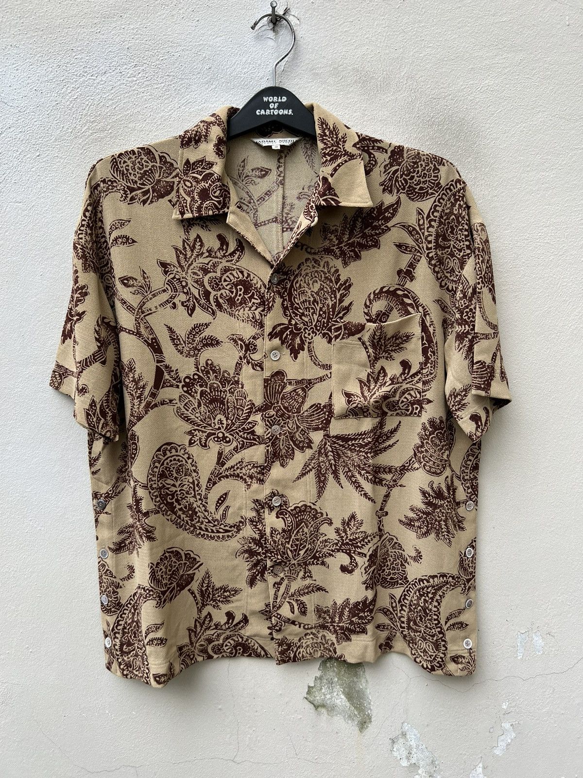 Matsuda 90s Mitsuhiro Matsuda Madame Nicole Batik Open Collar Shirt Size US L / EU 52-54 / 3 - 5 Thumbnail