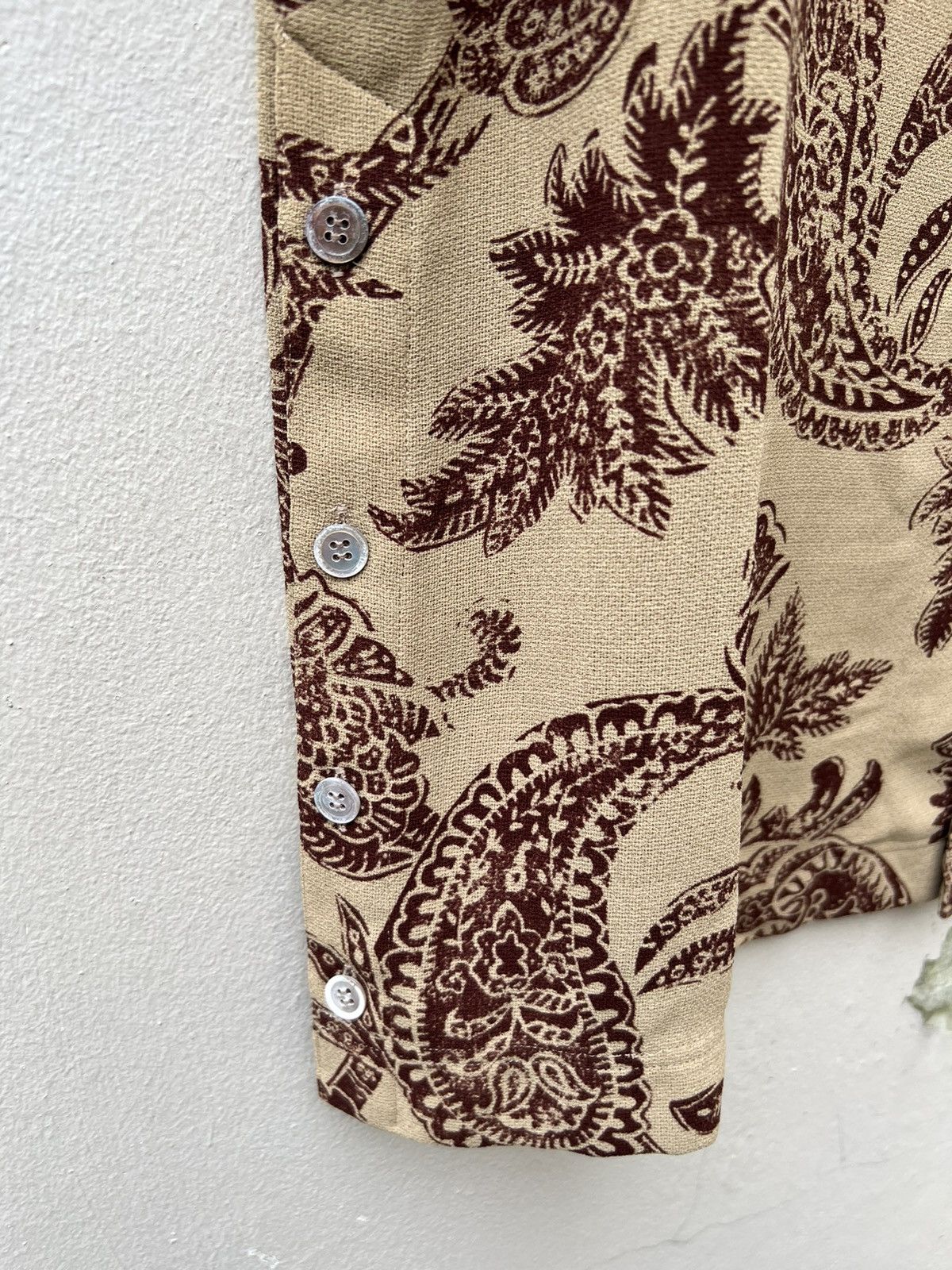 Matsuda 90s Mitsuhiro Matsuda Madame Nicole Batik Open Collar Shirt Size US L / EU 52-54 / 3 - 11 Thumbnail