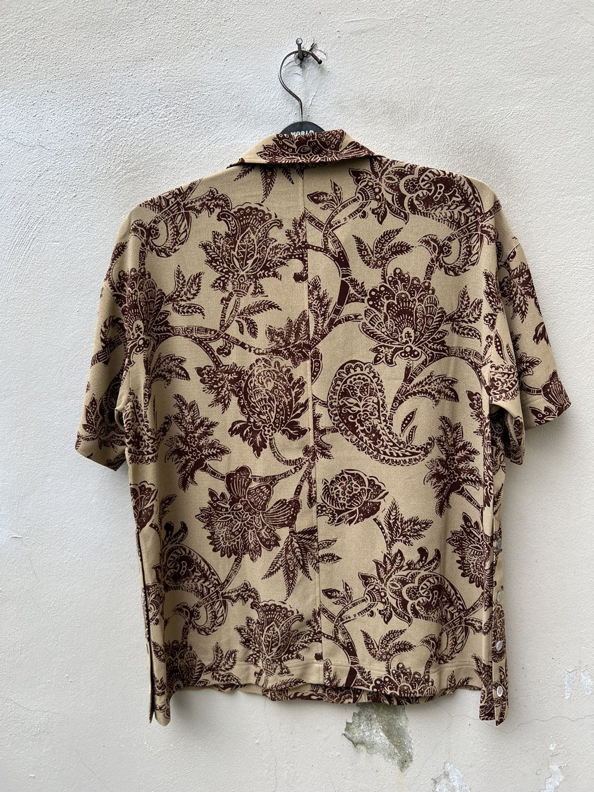 Matsuda 90s Mitsuhiro Matsuda Madame Nicole Batik Open Collar Shirt Size US L / EU 52-54 / 3 - 12 Thumbnail