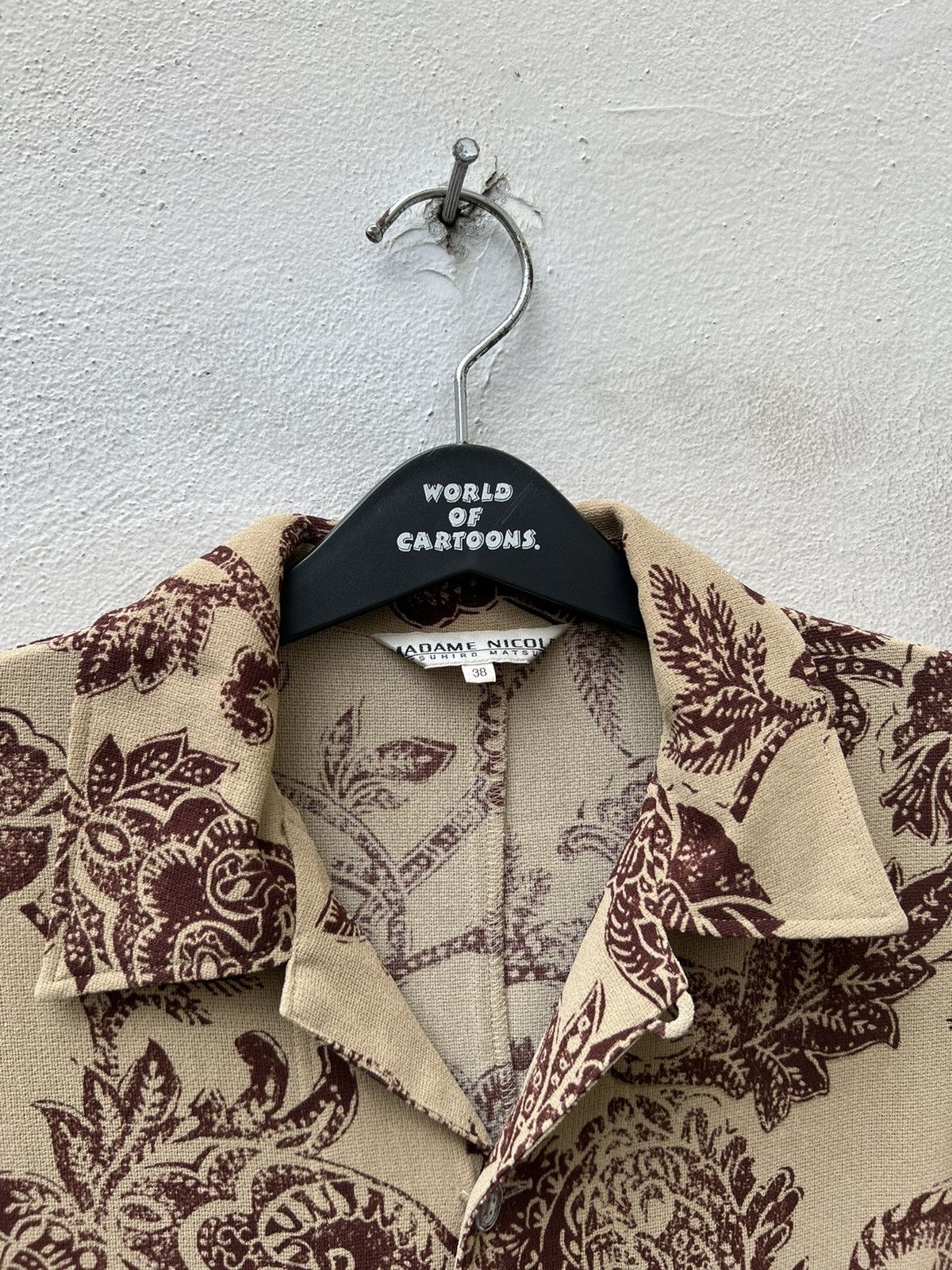 Matsuda 90s Mitsuhiro Matsuda Madame Nicole Batik Open Collar Shirt Size US L / EU 52-54 / 3 - 6 Thumbnail