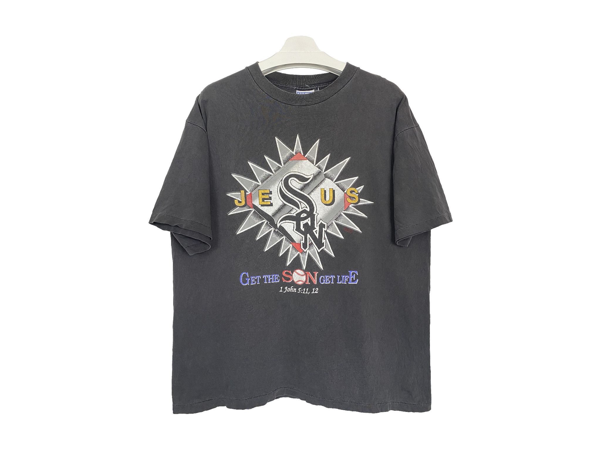 T-Shirt Baseball Enfant "JÉSUS EST GÉNIAL" - Coupe Raglan Coloré - Taille XS - 100% Coton (Neuf Sans Étiquette)