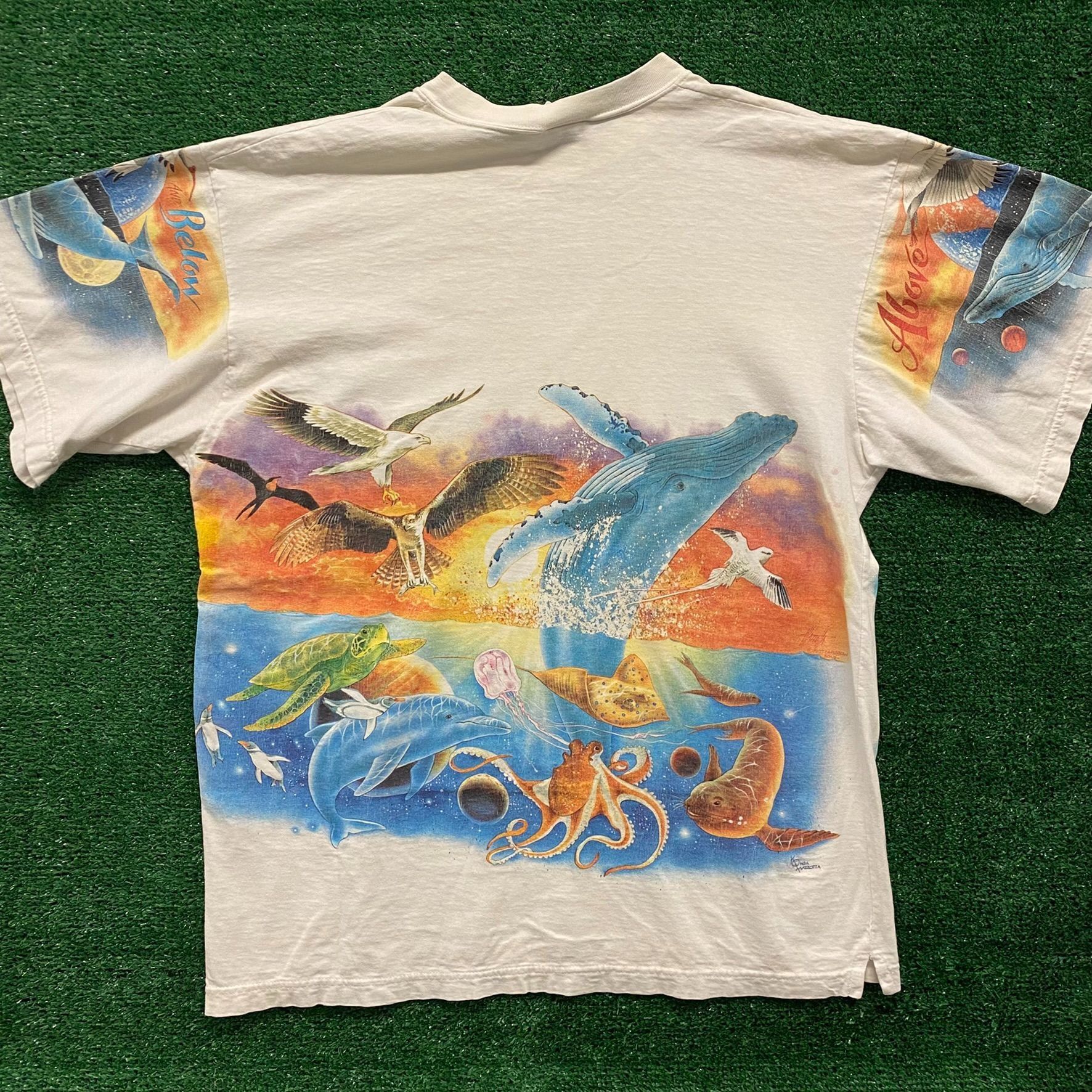 Vintage Animals Vintage 90s AOP Nature T-Shirt Size US XL / EU 56 / 4 - 4 Thumbnail
