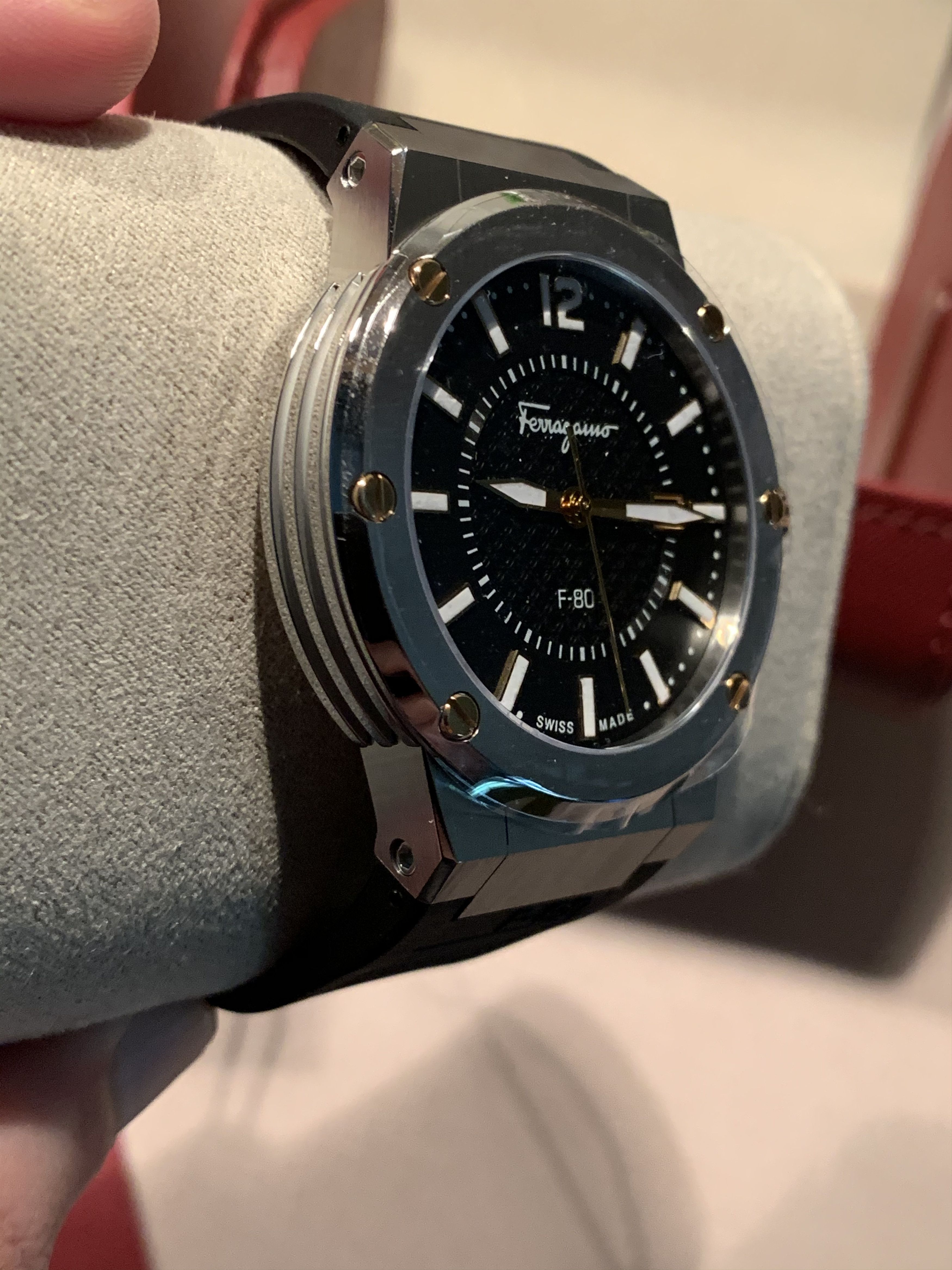 Designer × Salvatore Ferragamo RARE* Salvatore Ferragamo Stainless Steel Rubber Strap Watch Size ONE SIZE - 4 Thumbnail