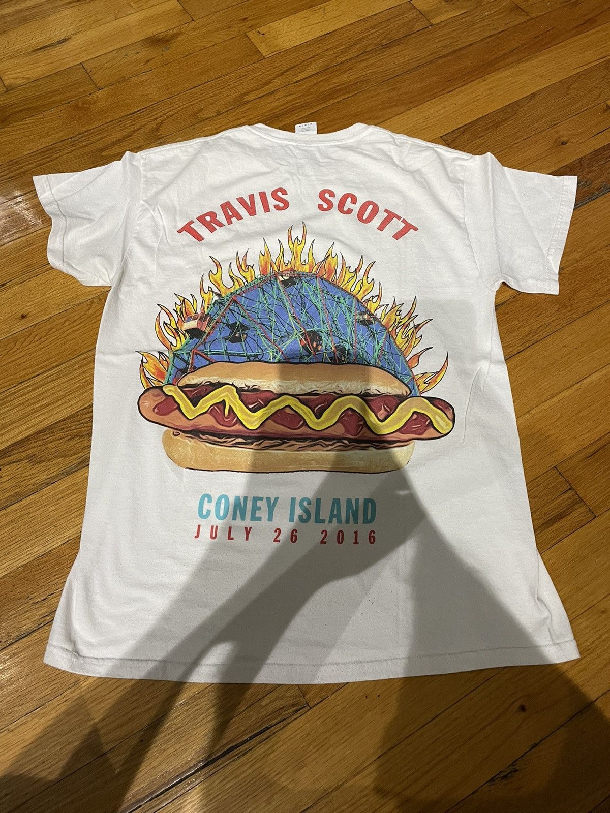 image of Travis Scott Rodeo Coney Island Tee Grail in White, Men's (Size Medium)