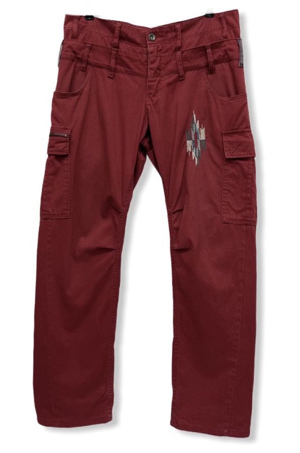 image of Native Best! Oilcake Embroidery Ortega Cargo Inspired By N.(N)Ine in Maroon, Men's (Size 32)