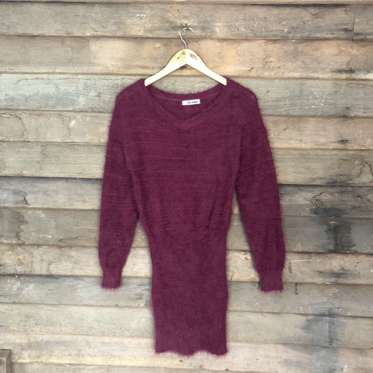 Aran Isles Knitwear Sureve Maroon Shag Shaggy Fur Knitwear #0519 Size S / US 4 / IT 40 - 1 Thumbnail