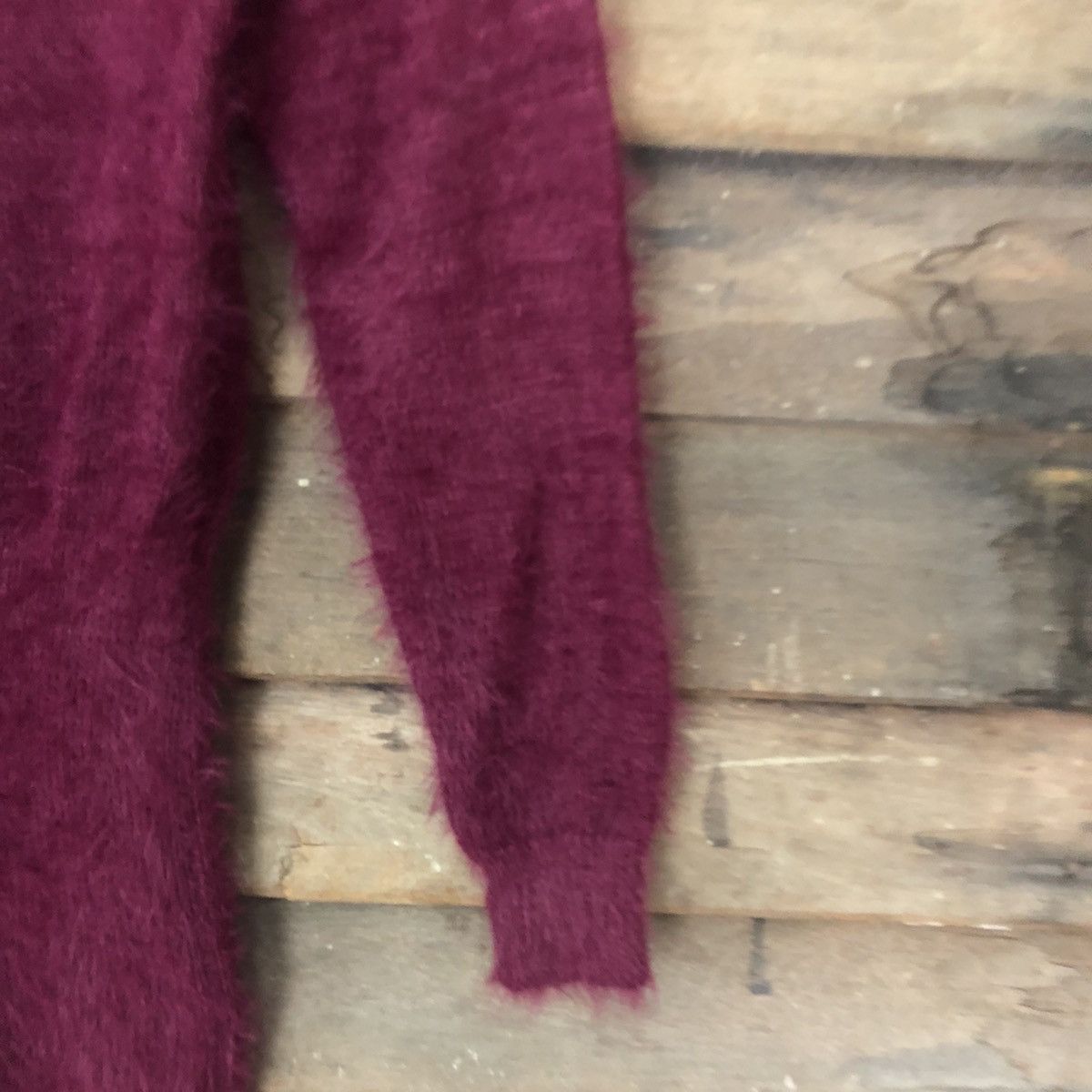 Aran Isles Knitwear Sureve Maroon Shag Shaggy Fur Knitwear #0519 Size S / US 4 / IT 40 - 4 Thumbnail