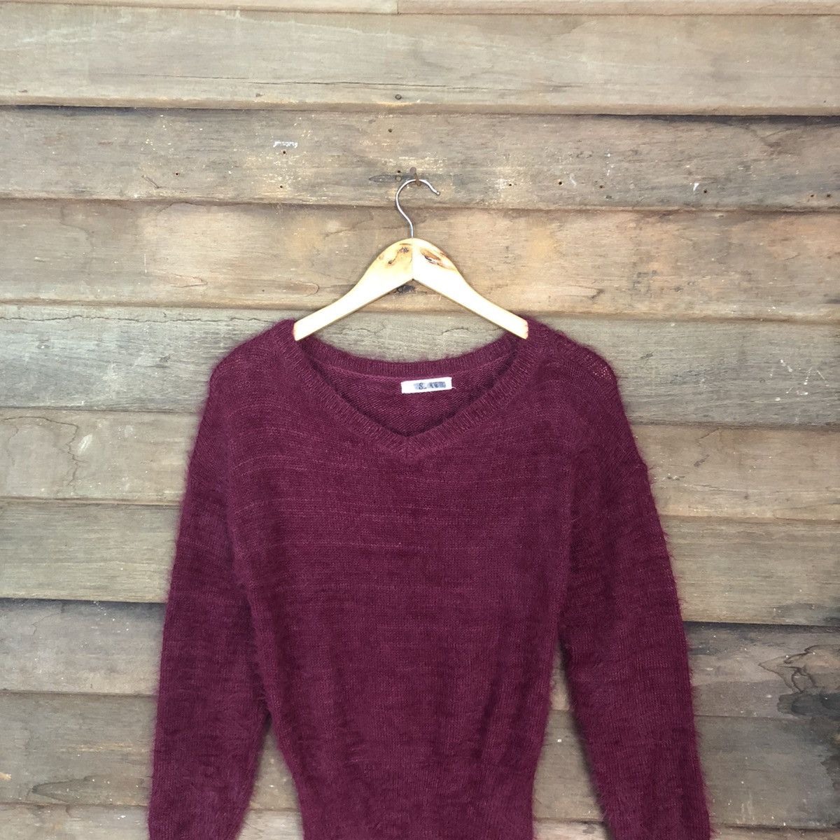 Aran Isles Knitwear Sureve Maroon Shag Shaggy Fur Knitwear #0519 Size S / US 4 / IT 40 - 2 Thumbnail