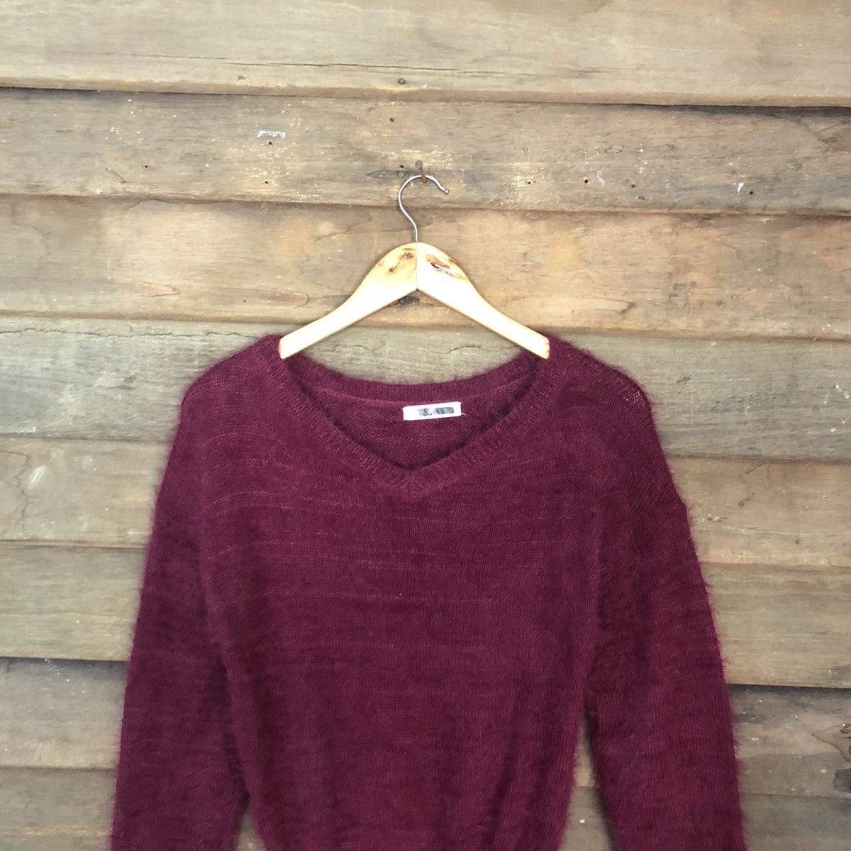 Aran Isles Knitwear Sureve Maroon Shag Shaggy Fur Knitwear #0519 Size S / US 4 / IT 40 - 9 Thumbnail