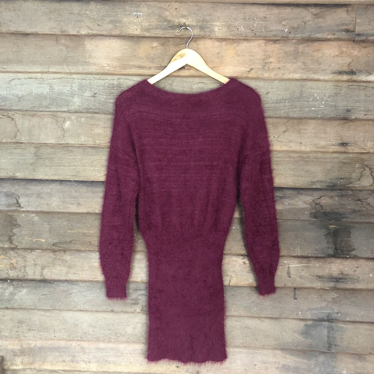 Aran Isles Knitwear Sureve Maroon Shag Shaggy Fur Knitwear #0519 Size S / US 4 / IT 40 - 11 Thumbnail