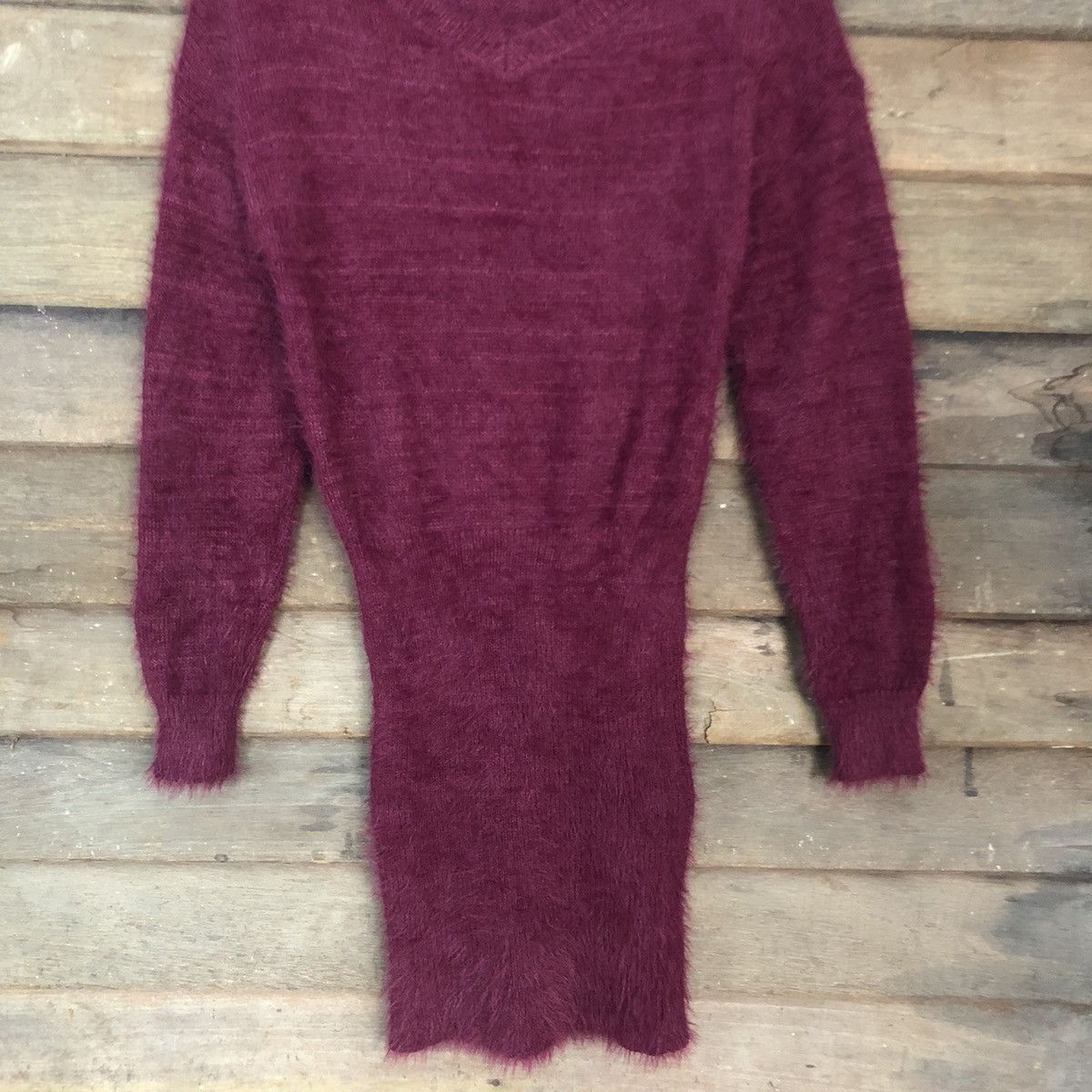 Aran Isles Knitwear Sureve Maroon Shag Shaggy Fur Knitwear #0519 Size S / US 4 / IT 40 - 8 Thumbnail