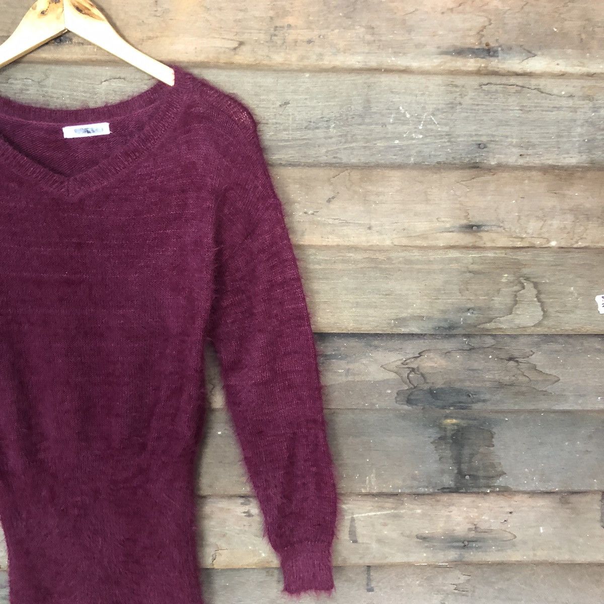 Aran Isles Knitwear Sureve Maroon Shag Shaggy Fur Knitwear #0519 Size S / US 4 / IT 40 - 5 Thumbnail