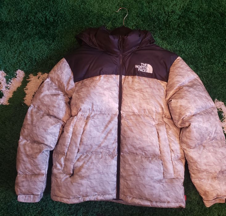 Supreme paper best sale print nuptse jacket