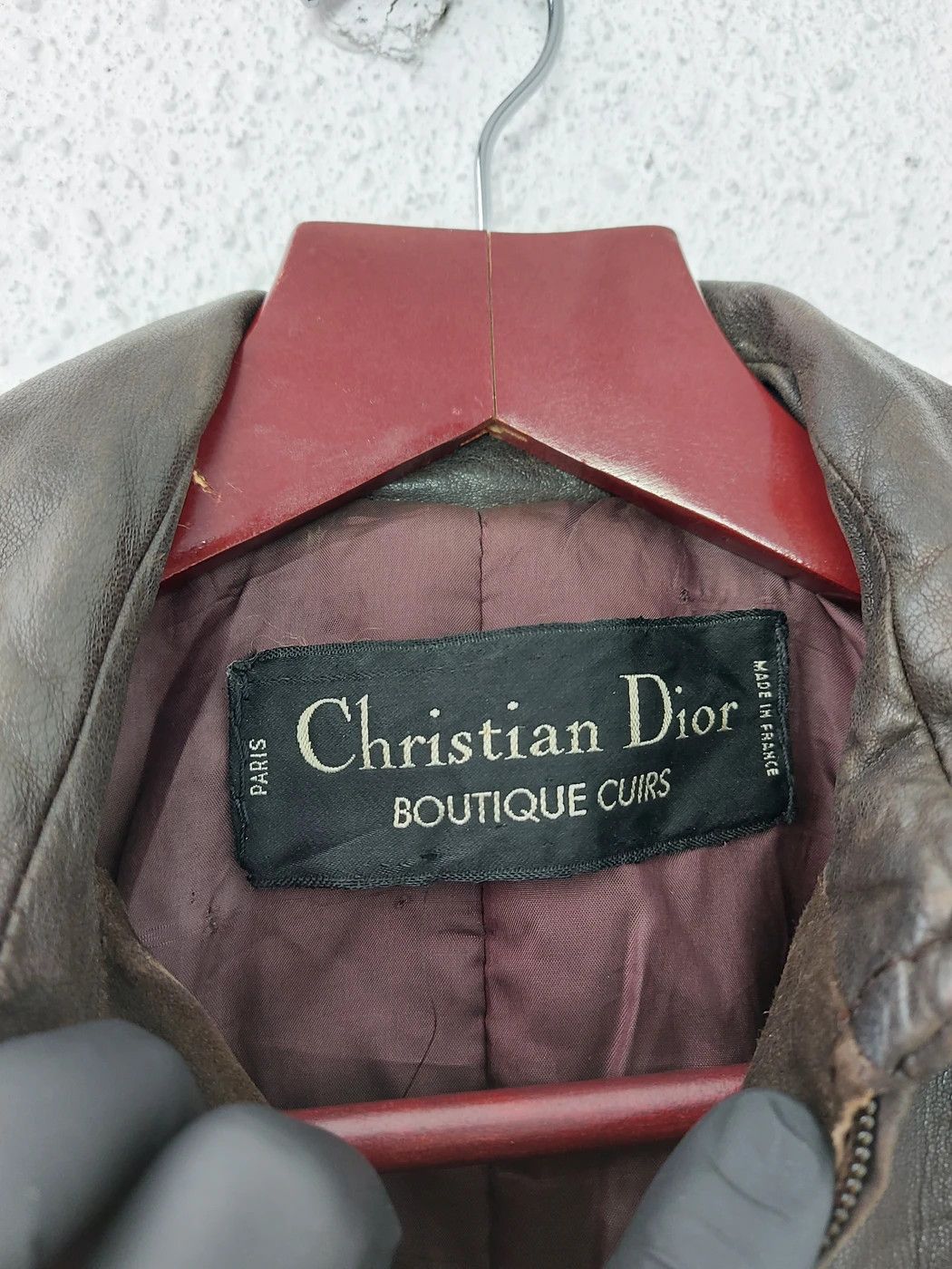 VINTAGE CHRISTIAN DIOR LEATHER BOMBER JACKET L LARGE