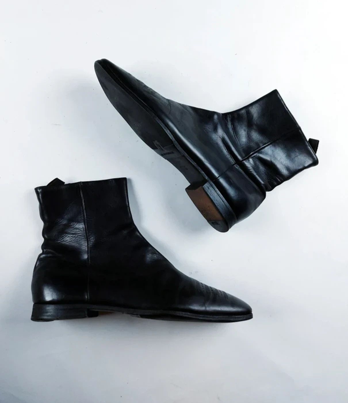 Size 8.5 - Men Vintage Leather Prada Boots Prada Prada Cheasea Boots Loafer Mens Leather Black Made In  main image 2