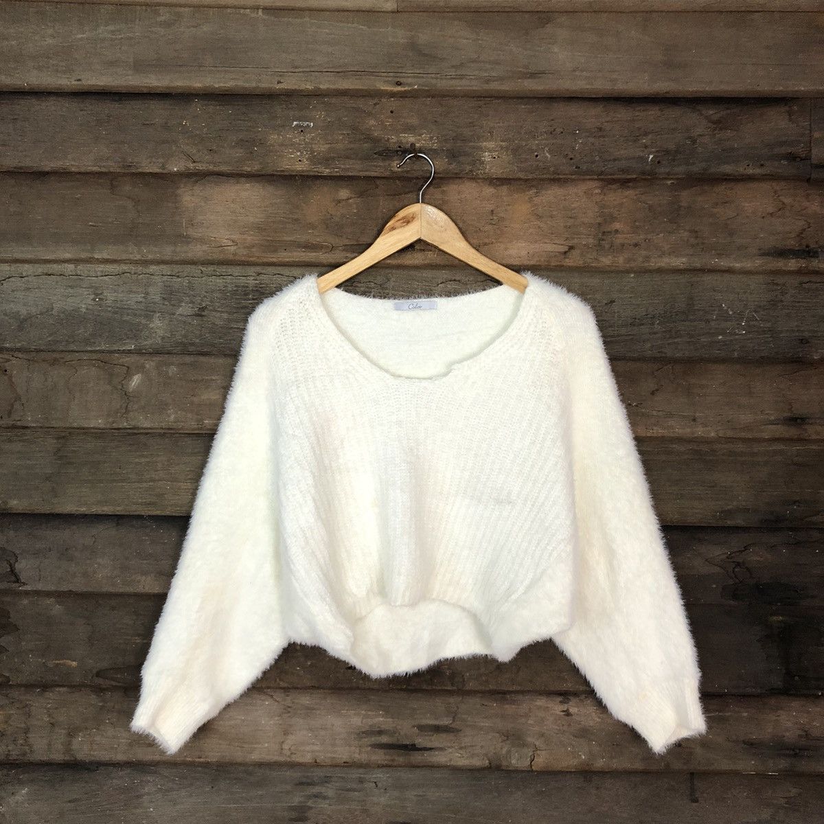 image of Homespun Knitwear Color Cream Baggy Shag Shaggy Fur Knitwear 0517, Men's (Size Small)