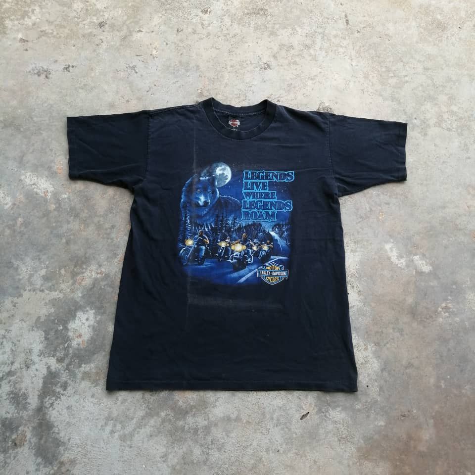 Harley Davidson × Vintage Vintage 1995 Harley Davidson Tees Faded Black Size US L / EU 52-54 / 3 - 3 Thumbnail