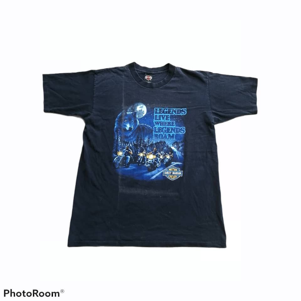 Harley Davidson × Vintage Vintage 1995 Harley Davidson Tees Faded Black Size US L / EU 52-54 / 3 - 1 Thumbnail