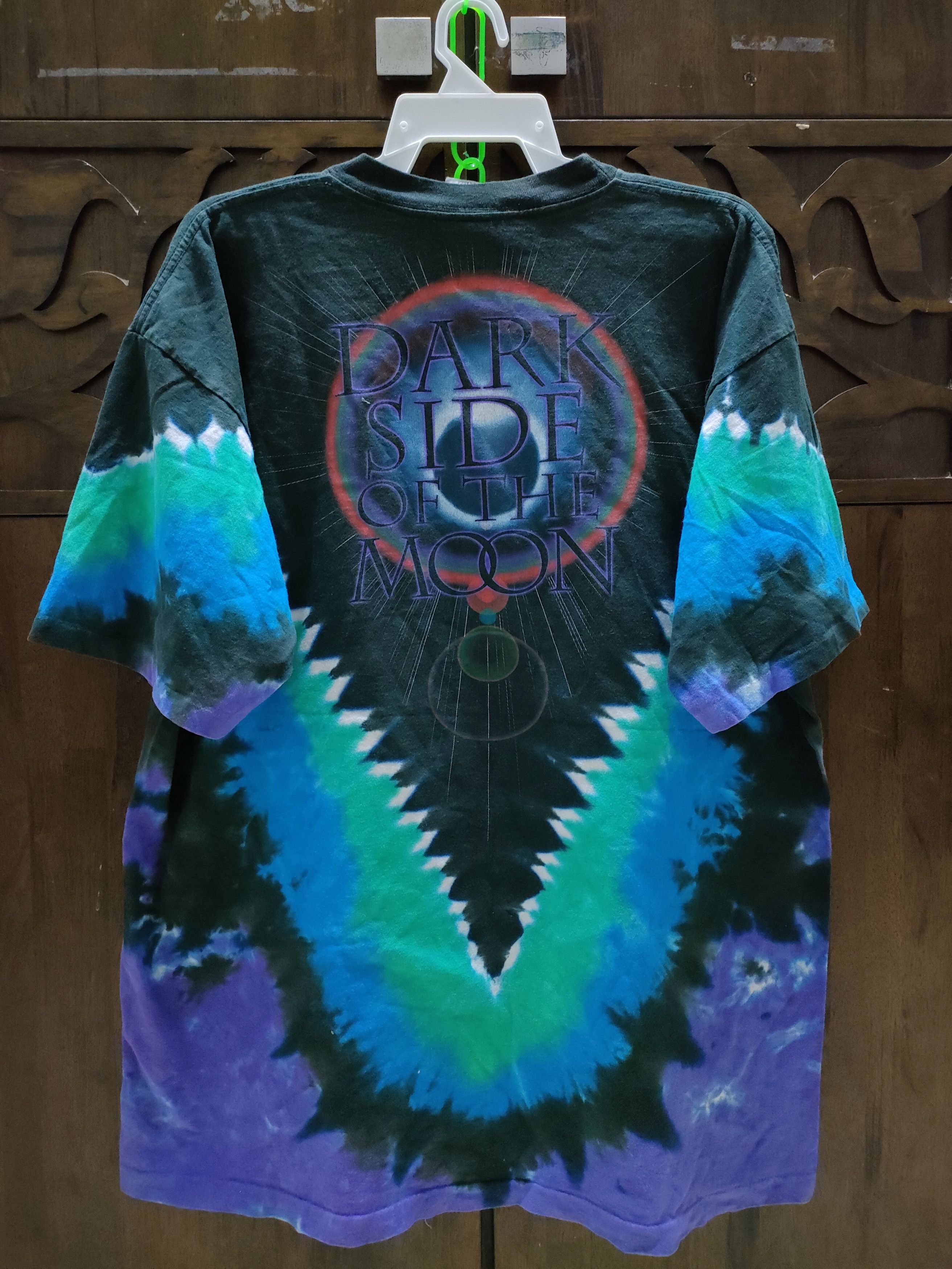 Band Tees × Pink Floyd × Vintage Vintage Pink Floyd Dark Side of The Moon Tie Dye Rock Tee Size US XL / EU 56 / 4 - 2 Thumbnail