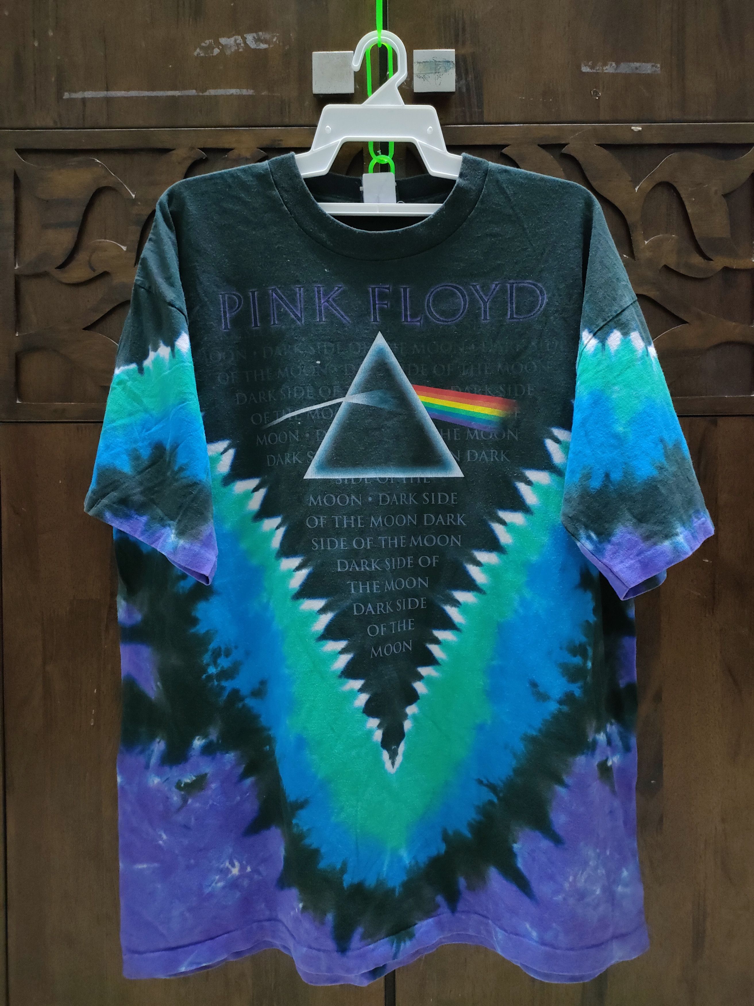 Band Tees × Pink Floyd × Vintage Vintage Pink Floyd Dark Side of The Moon Tie Dye Rock Tee Size US XL / EU 56 / 4 - 1 Thumbnail