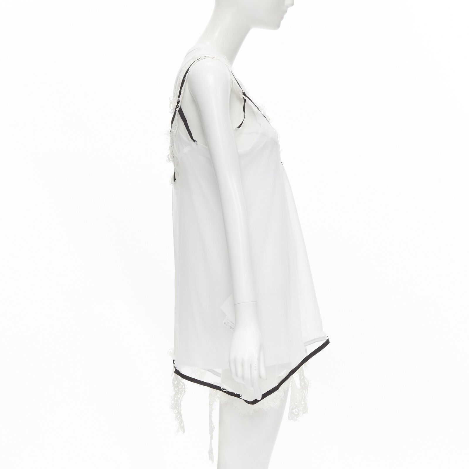 Sacai new SACAI white cotton tank layered lace trim slip dress Size M / US 6-8 / IT 42-44 - 4 Thumbnail