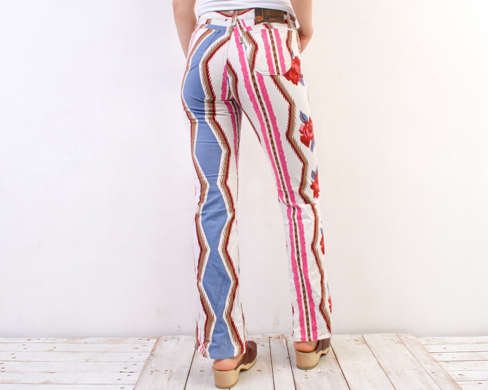 Jeckerson × Vintage Women's Jeans Denim Boho Pants Regular Fit Hippie Roses VTG Size 29" - 3 Thumbnail