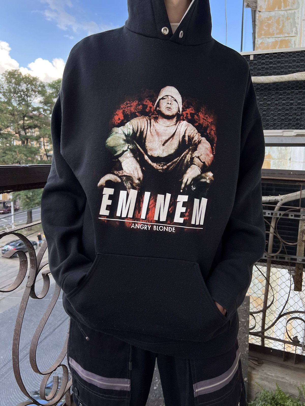 T-shirt Vintage Eminem 8 Mile Promo Années 2000 - Noir Délavé - 2 Faces - Taille M