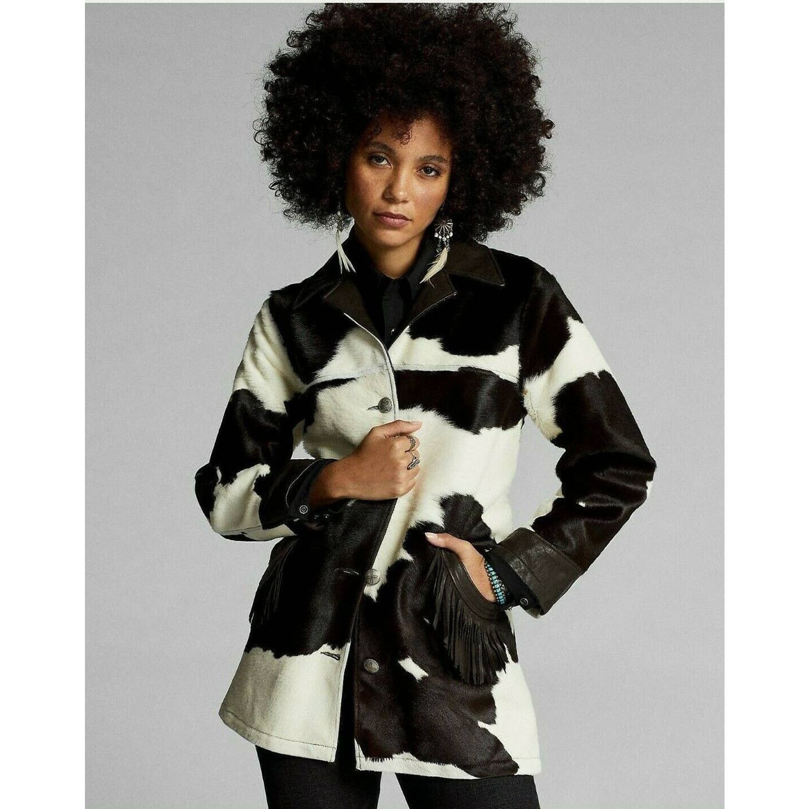 Ralph Lauren Double RL Hair On Hide Leather Jacket RRL Cowhide Jacket Size XS / US 0-2 / IT 36-38 - 1 Thumbnail