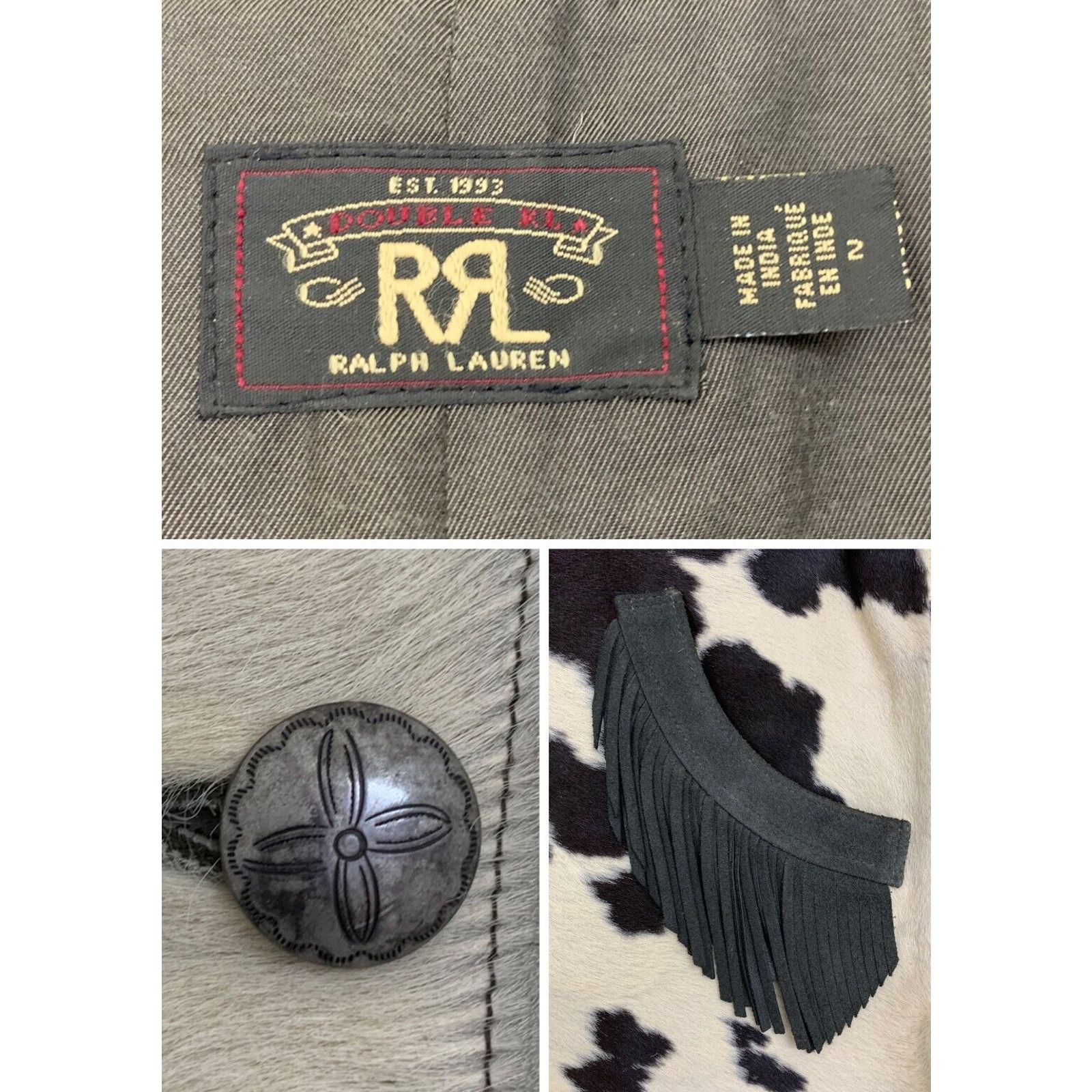 Ralph Lauren Double RL Hair On Hide Leather Jacket RRL Cowhide Jacket Size XS / US 0-2 / IT 36-38 - 6 Thumbnail