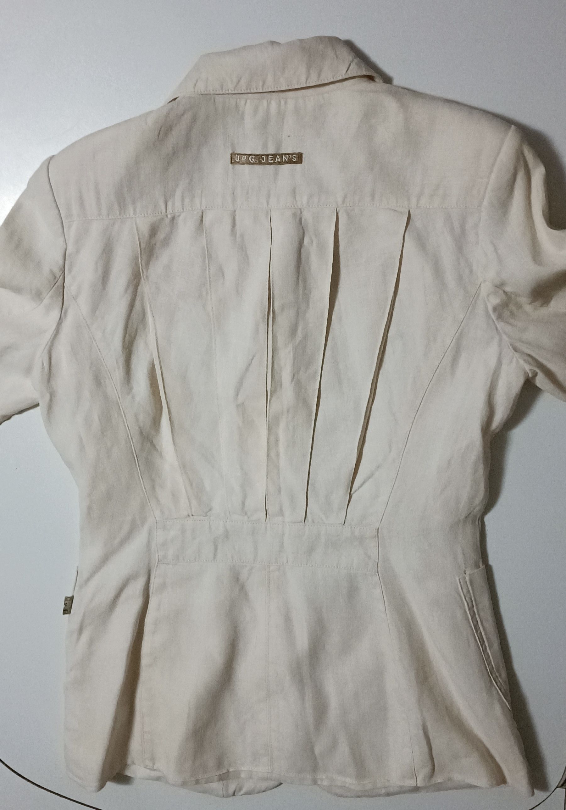 Jean Paul Gaultier Ecru linen jacket with shoulder pads. 90's Size US S / EU 44-46 / 1 - 2 Thumbnail