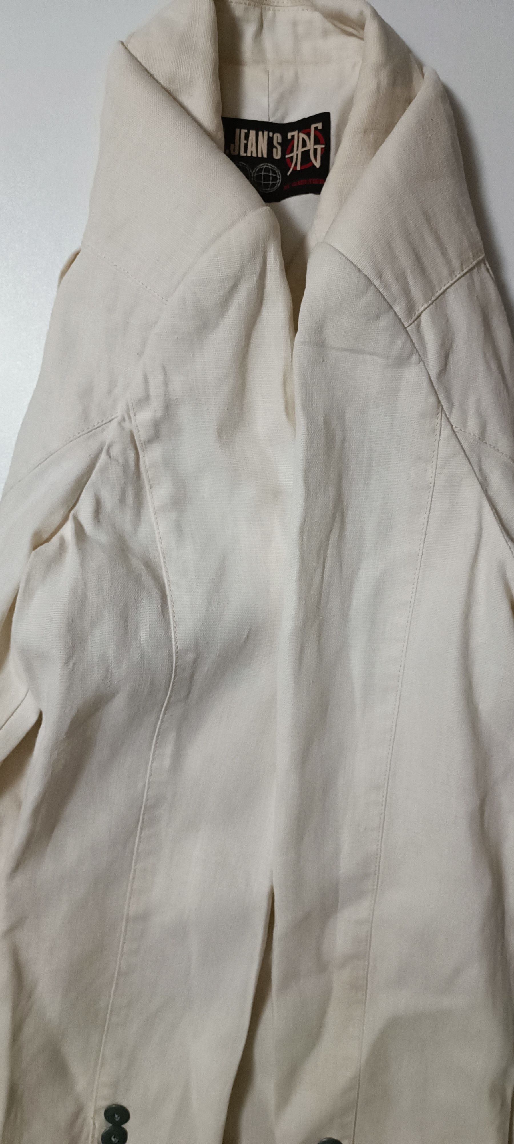Jean Paul Gaultier Ecru linen jacket with shoulder pads. 90's Size US S / EU 44-46 / 1 - 15 Thumbnail