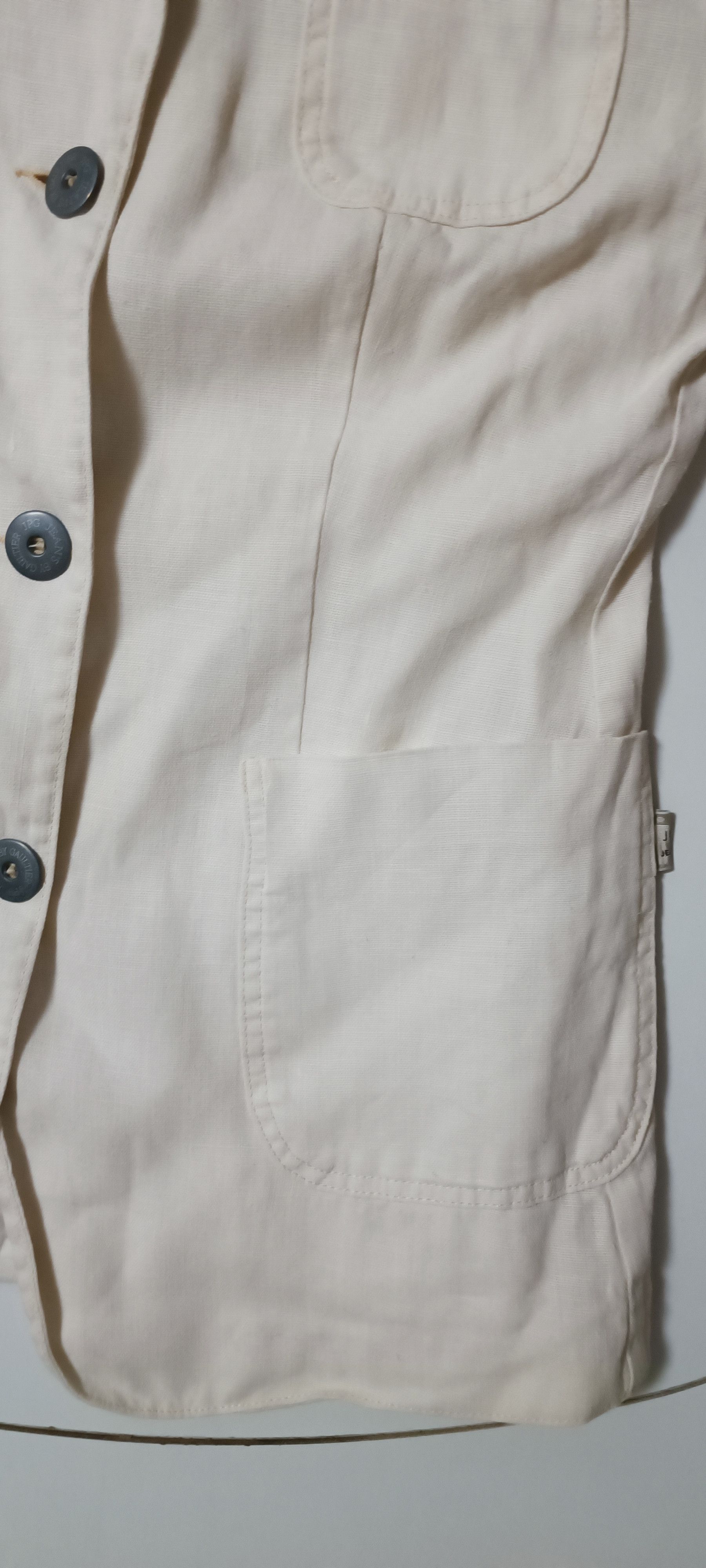 Jean Paul Gaultier Ecru linen jacket with shoulder pads. 90's Size US S / EU 44-46 / 1 - 20 Thumbnail