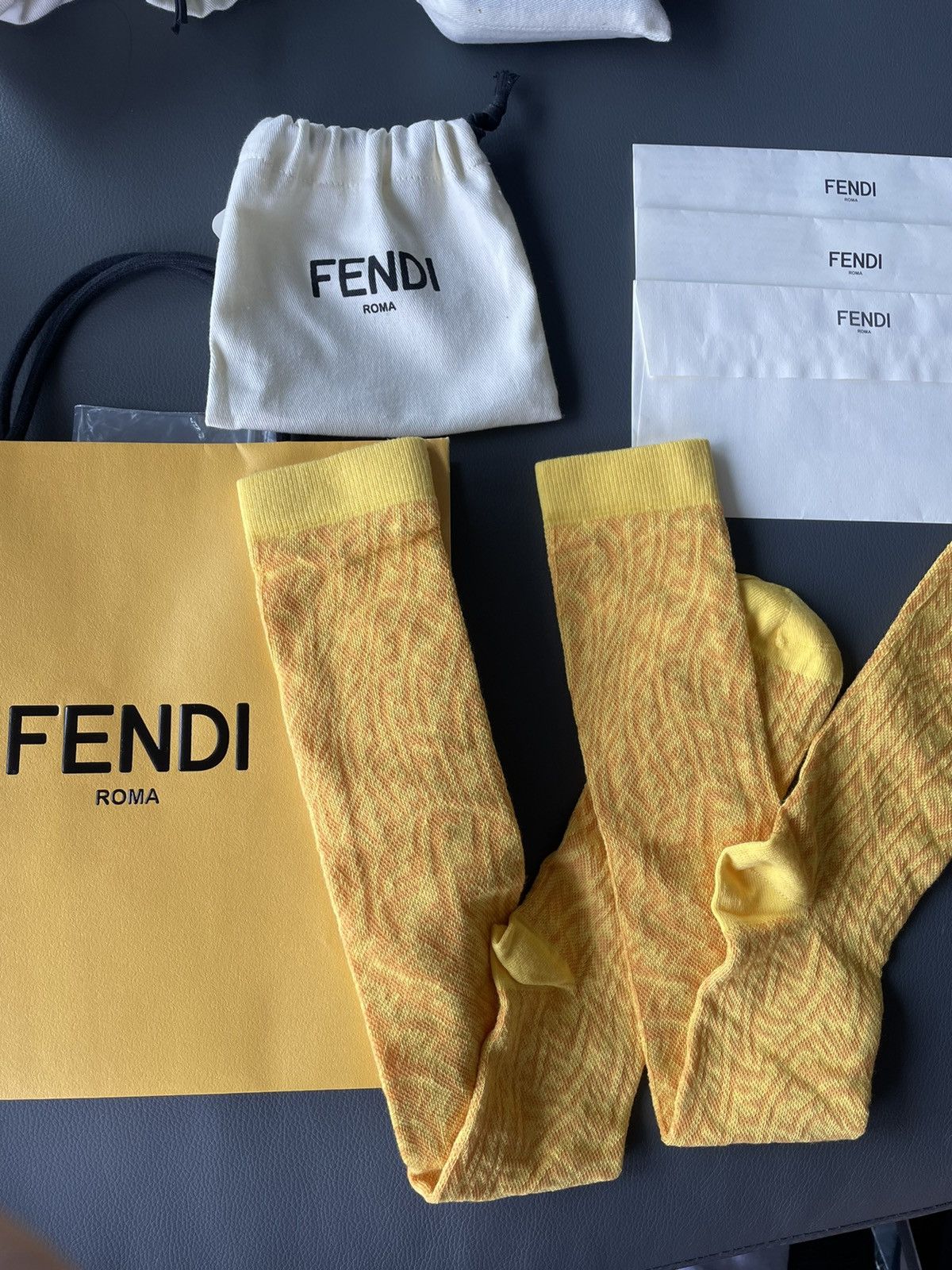 Fendi Brand New Super Runway FF Logo Fendi Socks Size ONE SIZE - 1 Thumbnail