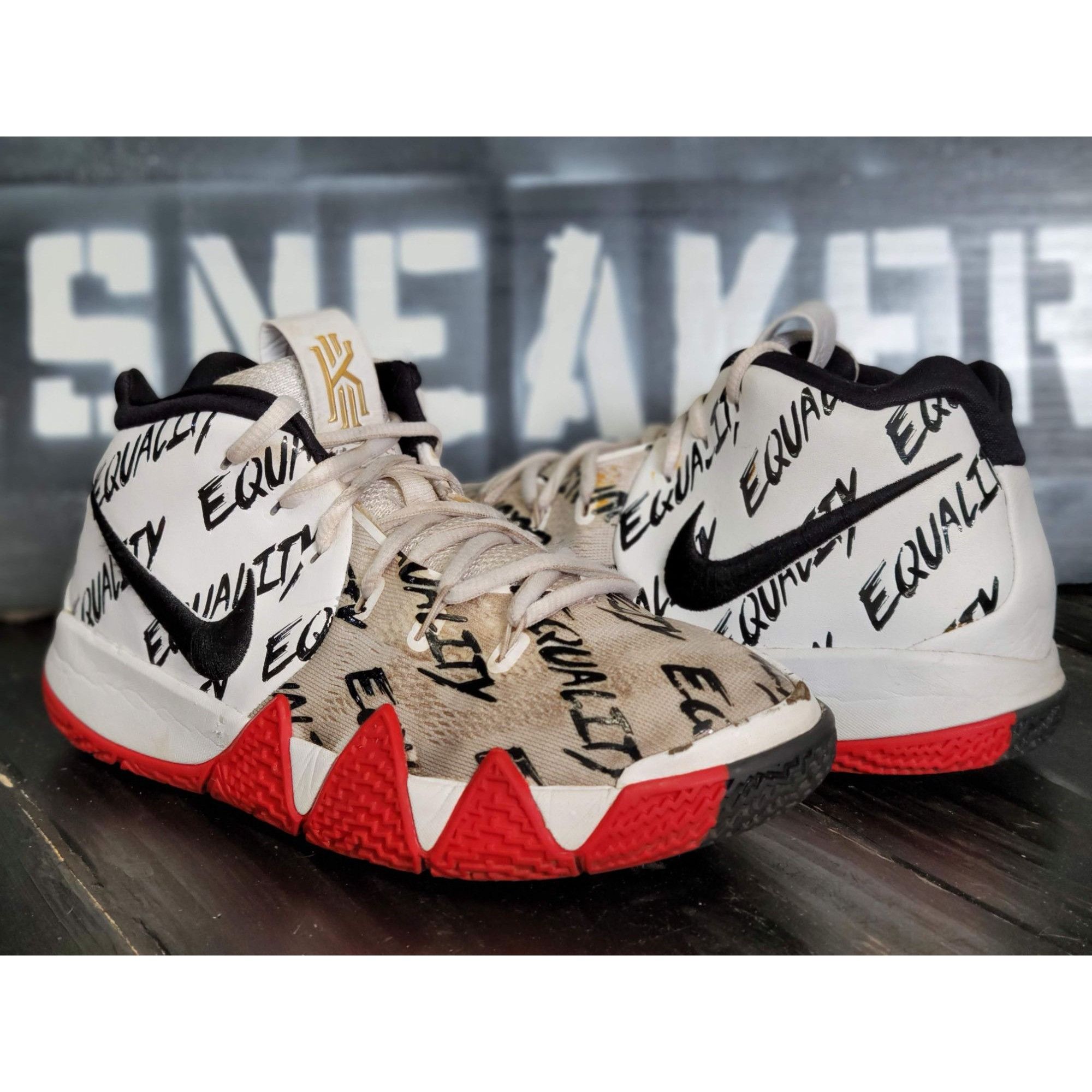 2017 Nike Kyrie Equality BLM White/Red/Black Sneakers AO13