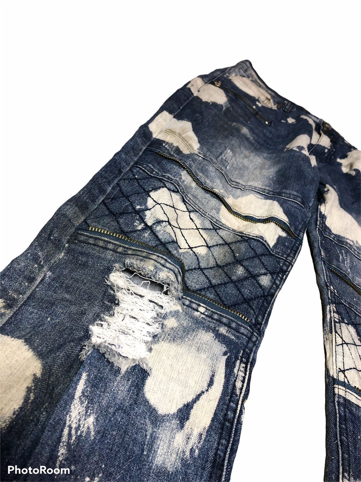 Other XS PREMIUM BLEACH DISTRESSED BIKERS DENIM Size US 34 / EU 50 - 7 Thumbnail