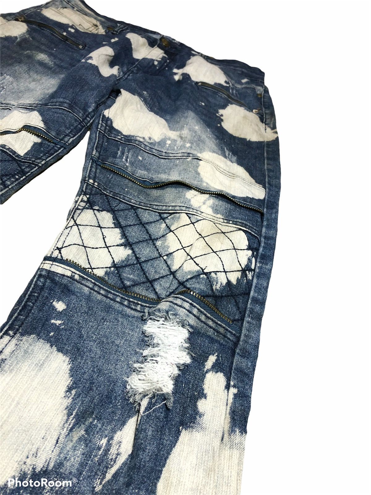 Other XS PREMIUM BLEACH DISTRESSED BIKERS DENIM Size US 34 / EU 50 - 6 Thumbnail