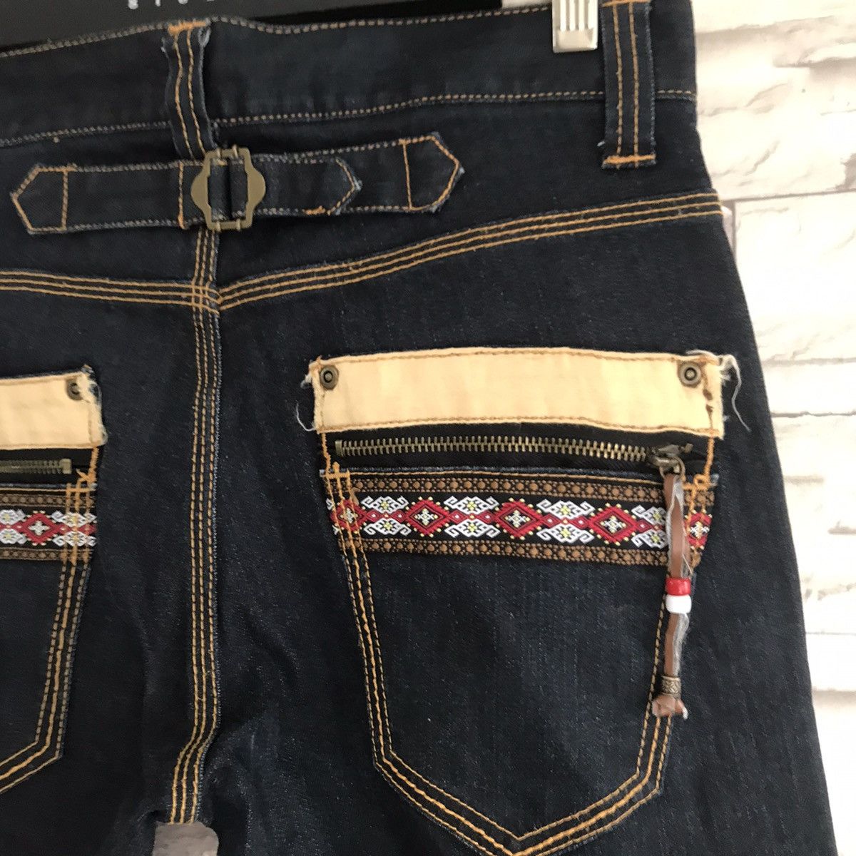 Japanese Brand SEMANTIC DESIGN Denim Skinny Native Navajo Buckle back Size US 31 - 10 Thumbnail