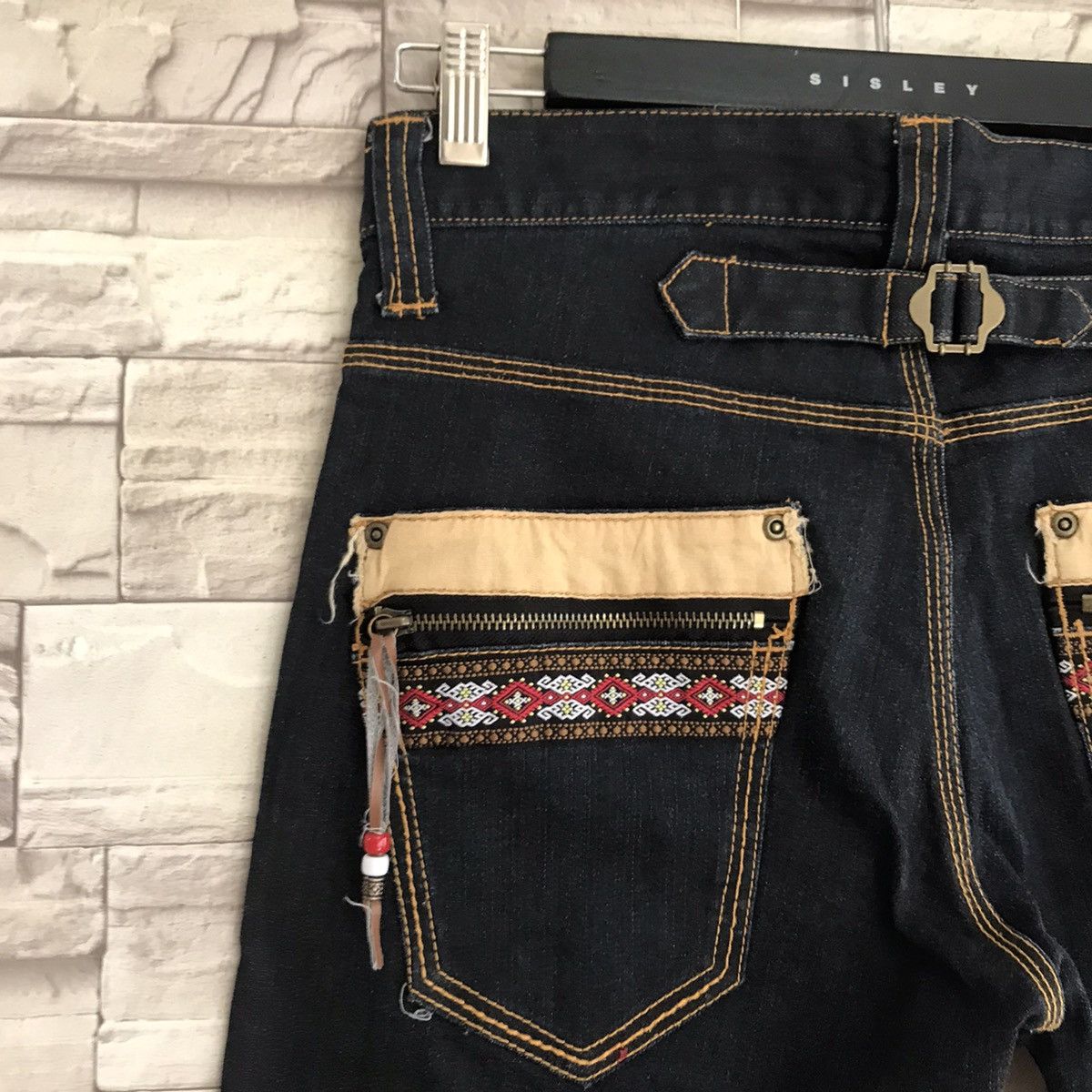 Japanese Brand SEMANTIC DESIGN Denim Skinny Native Navajo Buckle back Size US 31 - 9 Thumbnail