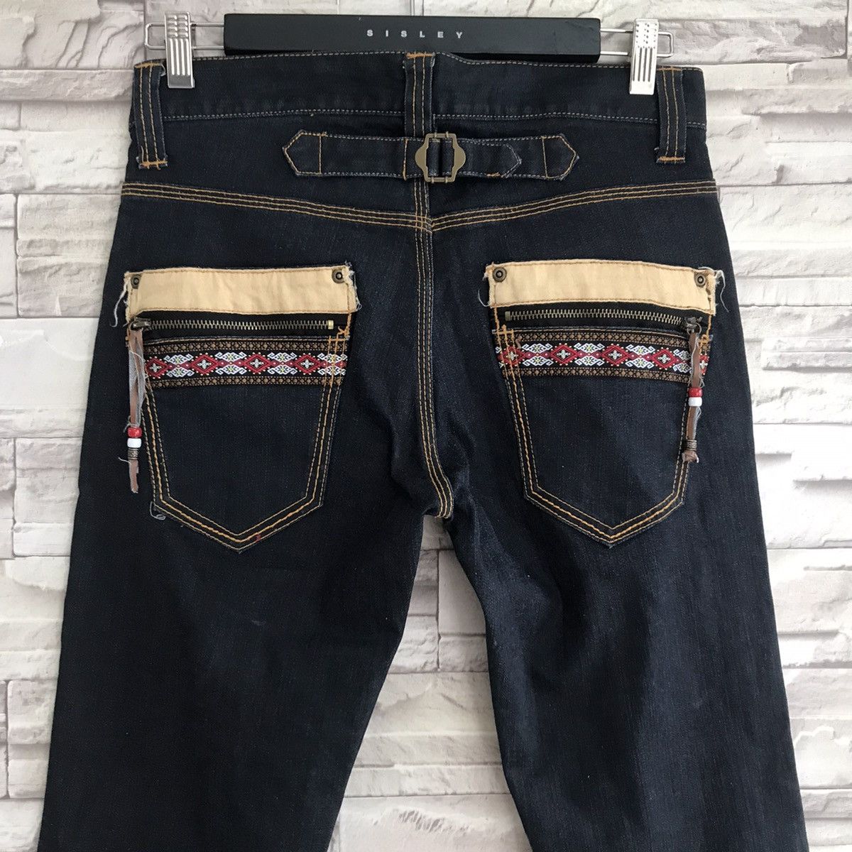 Japanese Brand SEMANTIC DESIGN Denim Skinny Native Navajo Buckle back Size US 31 - 8 Thumbnail
