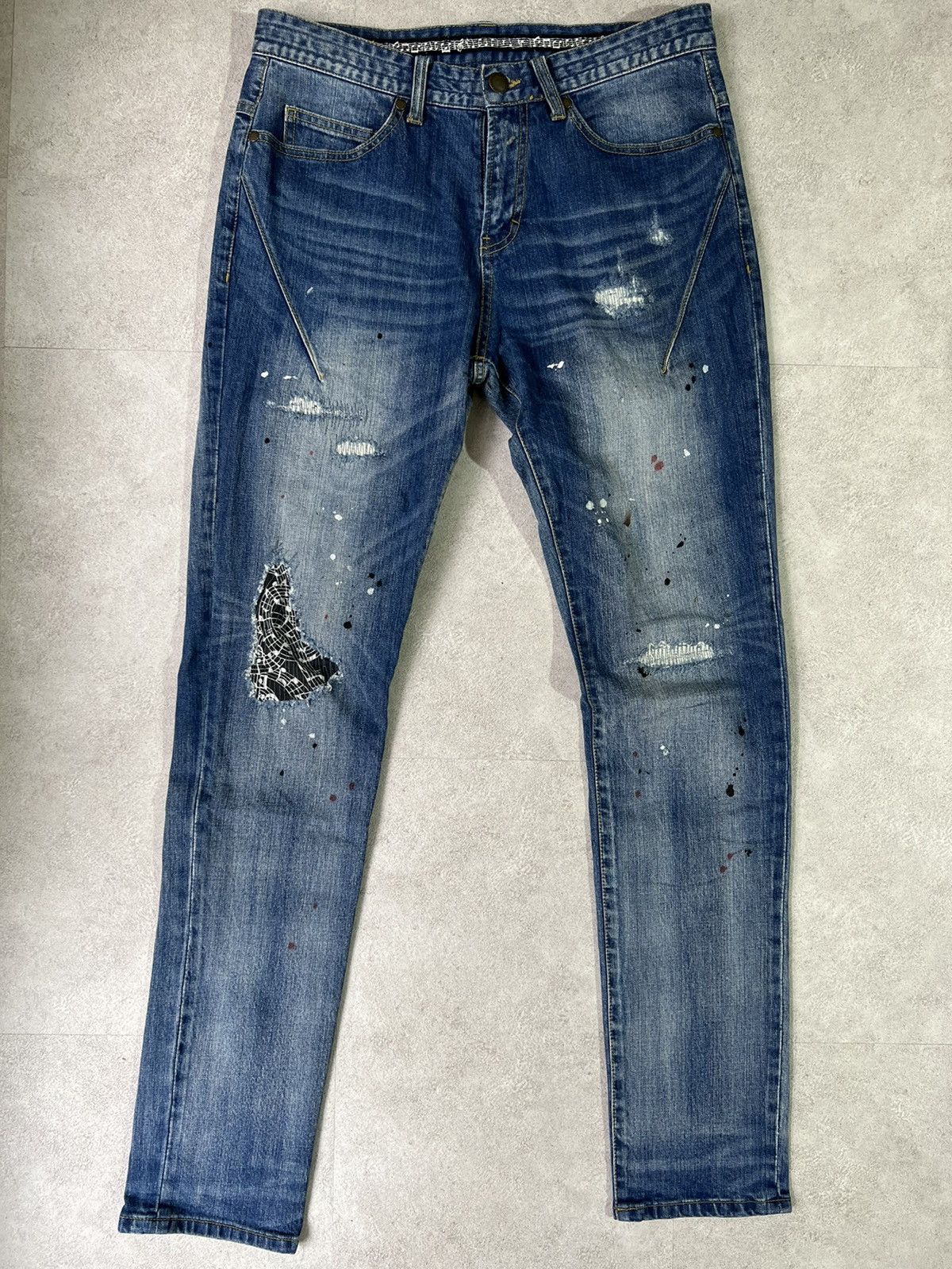 Number (N)ine Number (N)ine Grunge Paint Denim Jeans Size US 32 / EU 48 - 1 Thumbnail